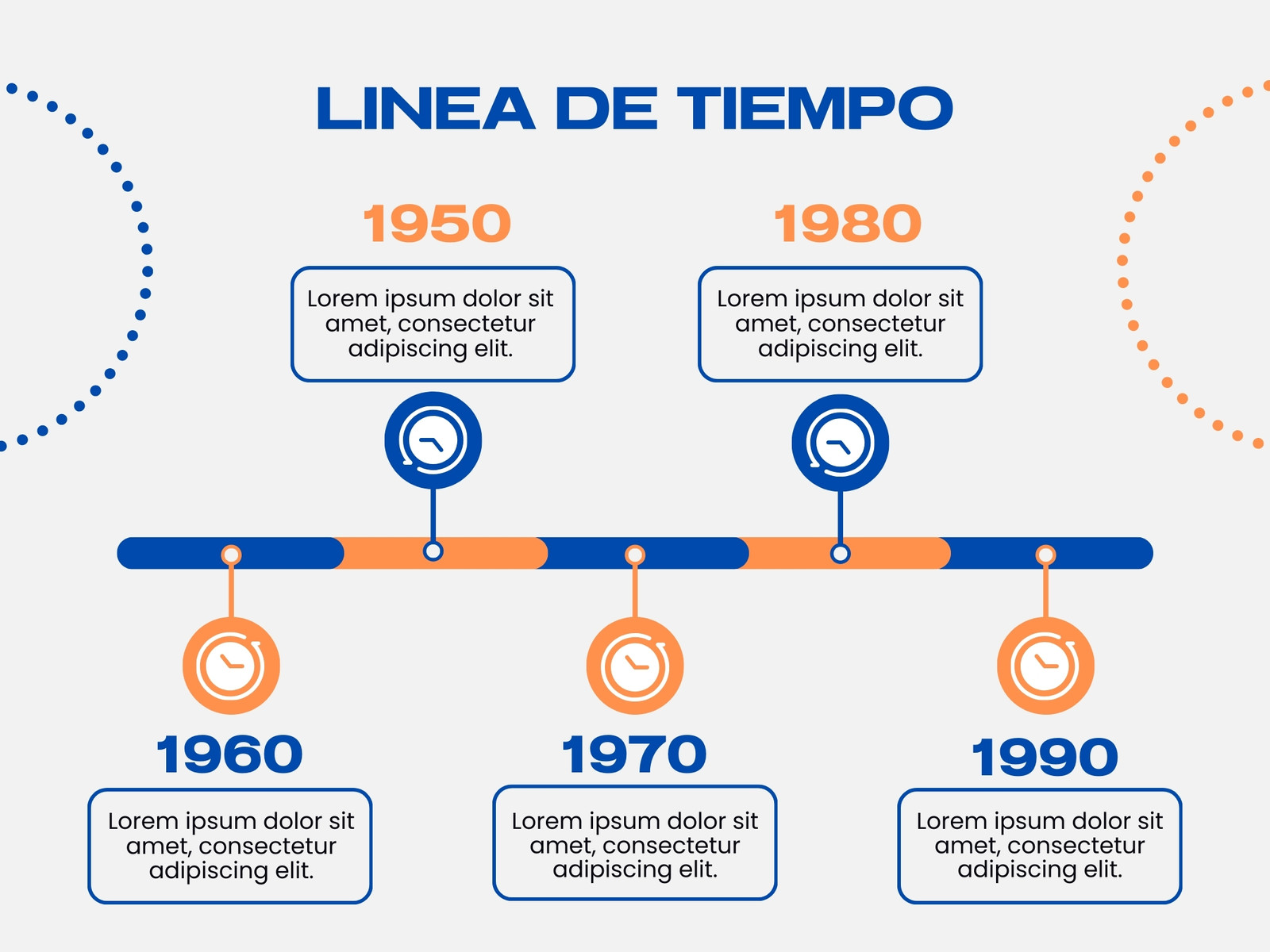 Gráfica Línea de Tiempo Moderno Azul y Naranja