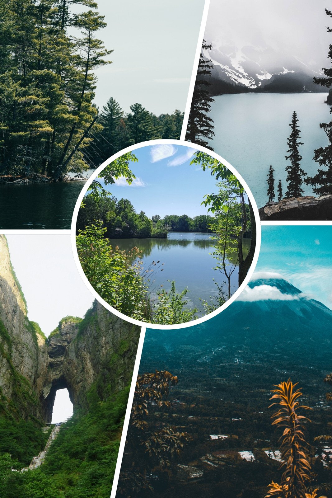 Green and Blue Neutral Natural Landscape Photo Collage