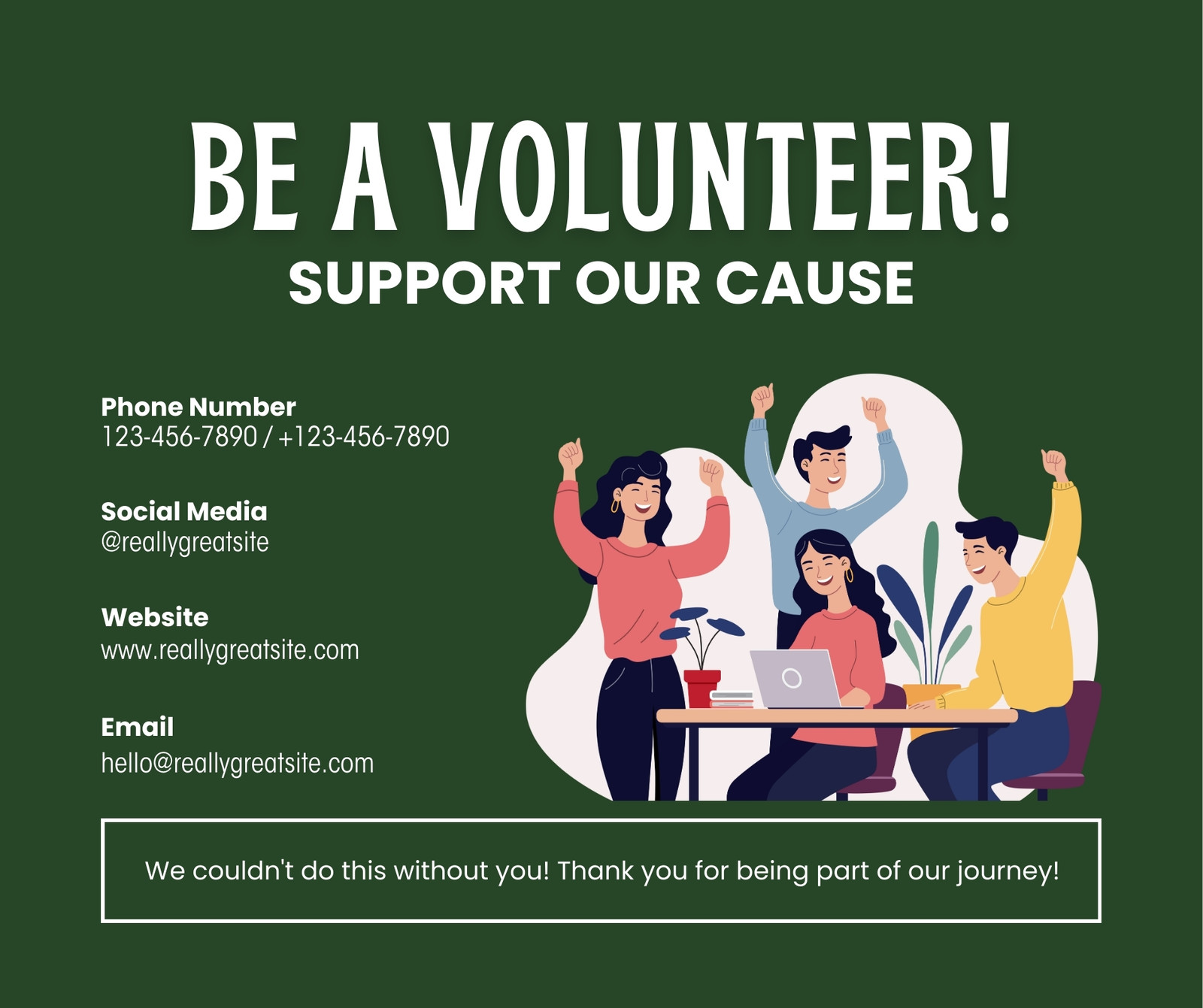 Green White Illustrative Volunteer Recruitment Nonprofit Facebook Post
