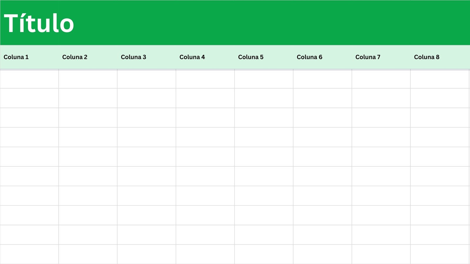 Planilha Simples com Estilo Minimalista em Verde