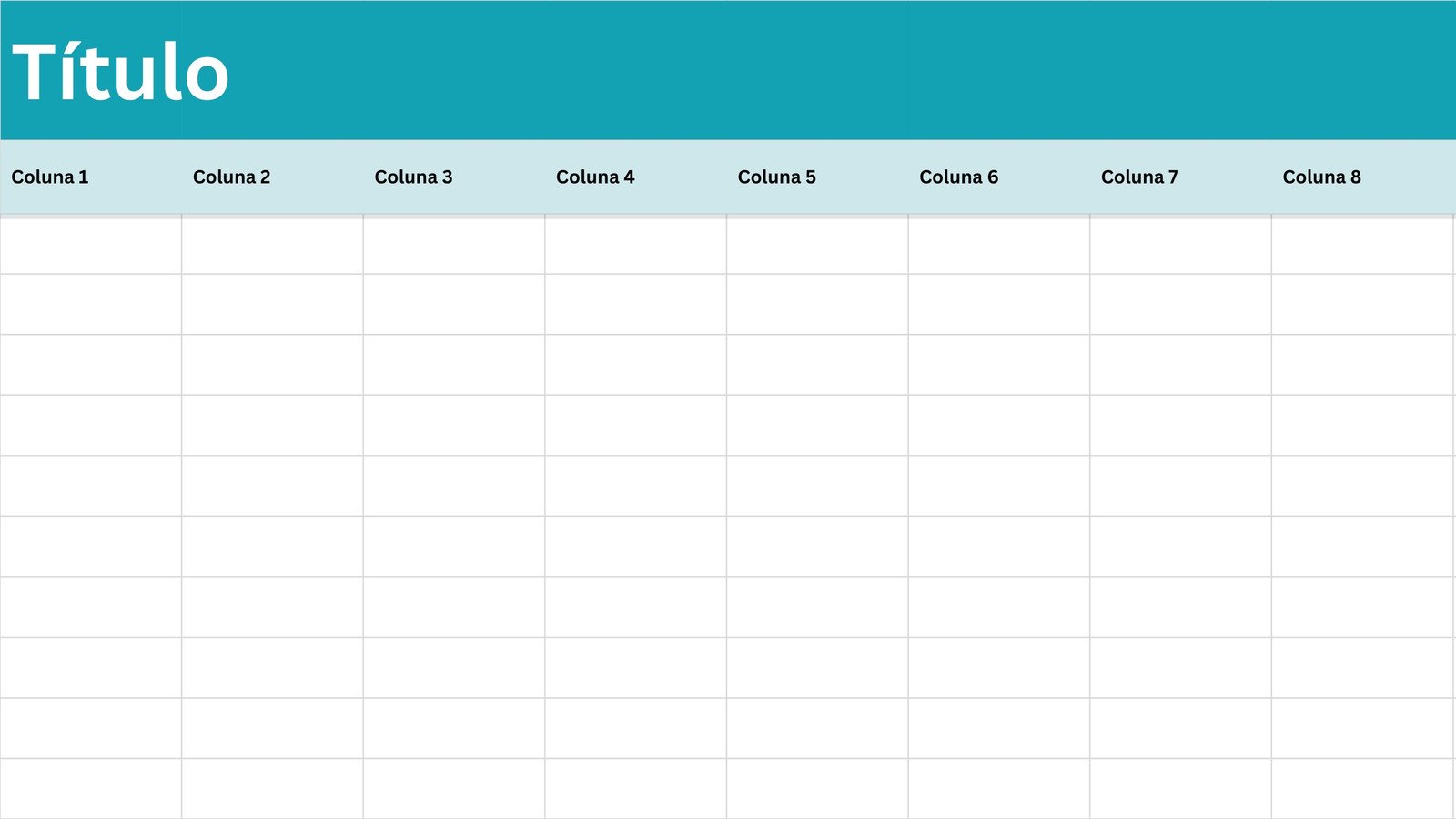 Planilha Simples com Estilo Minimalista em Turquesa