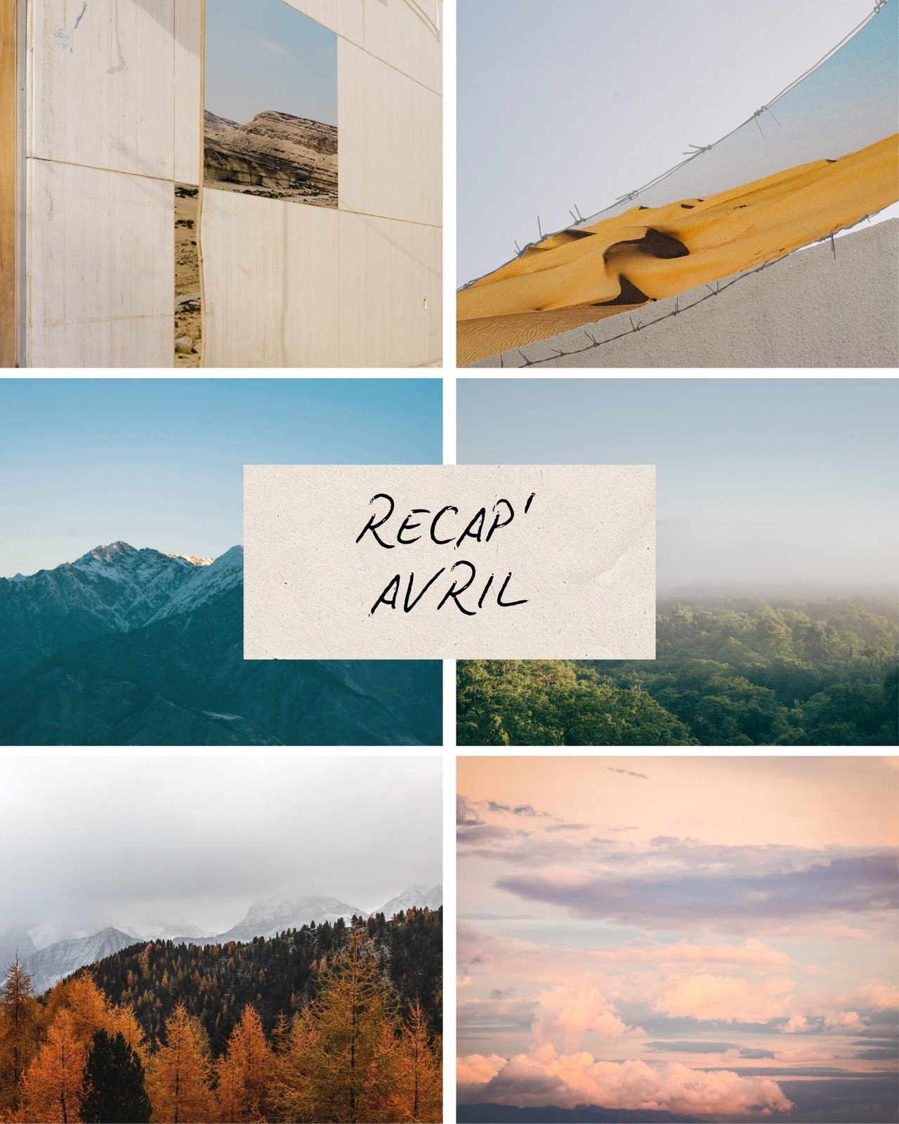 Publication Instagram Collage Grille Photo Rétrospective Mois Minimaliste Simple Photo Beige Noir