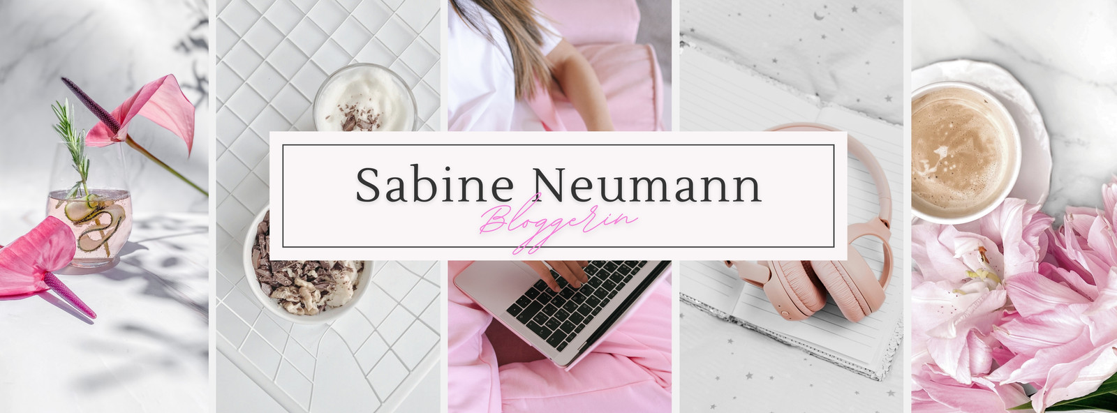 Rosa Weiß Feminin Collage Stilvoll Elegant Zart Name Facebook Titelbild