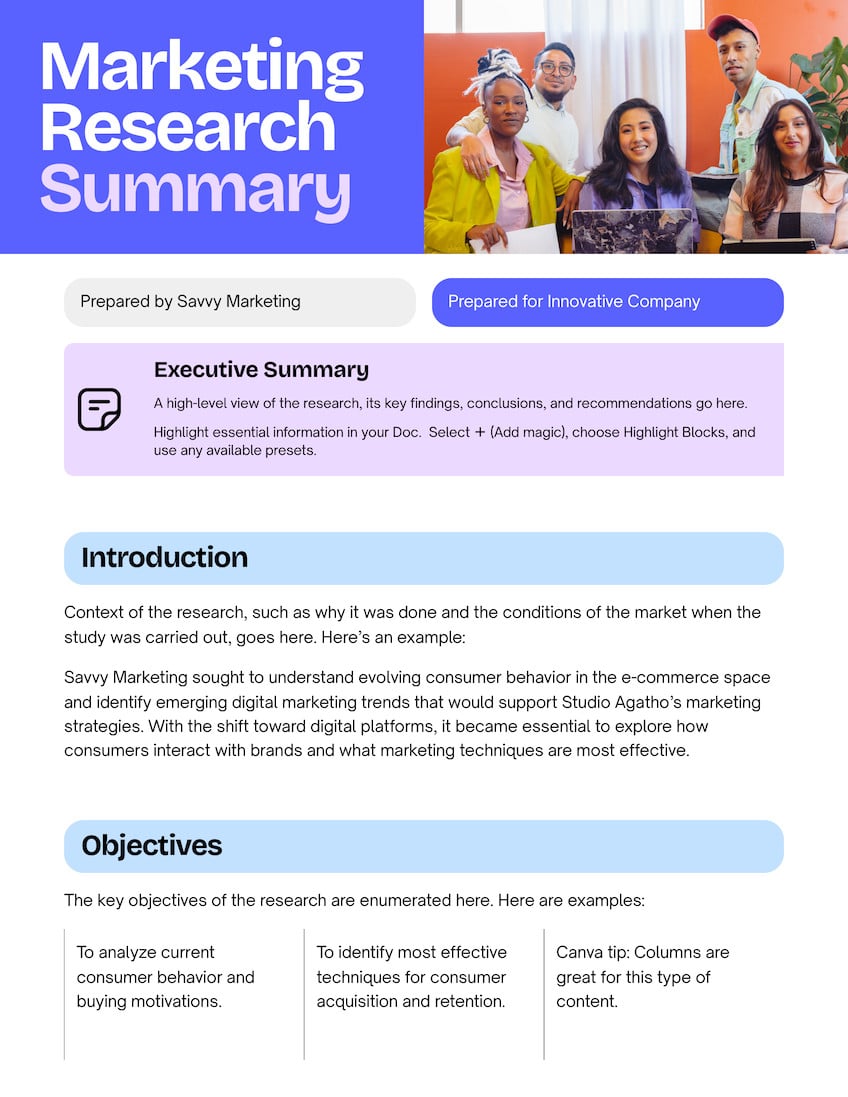 Marketing Research Summary Doc