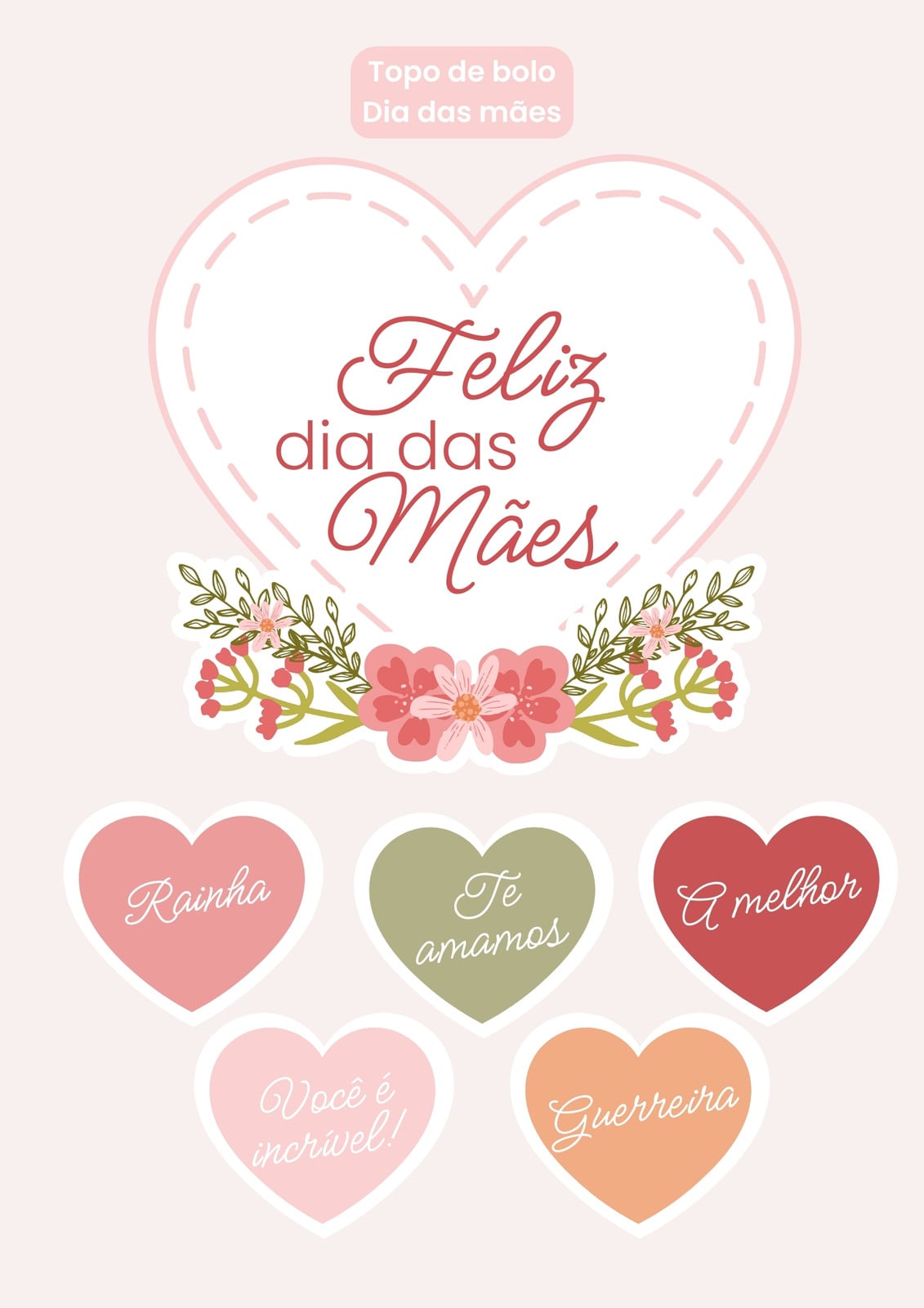 Documento A4 topo de bolo dia das mães floral delicado