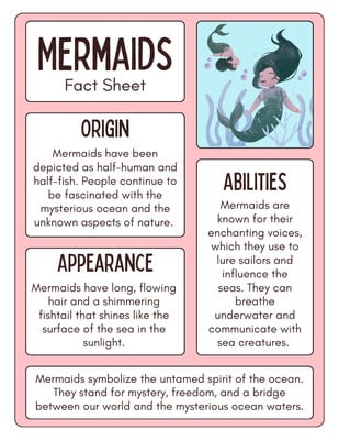 Sea Creature Fact File Template