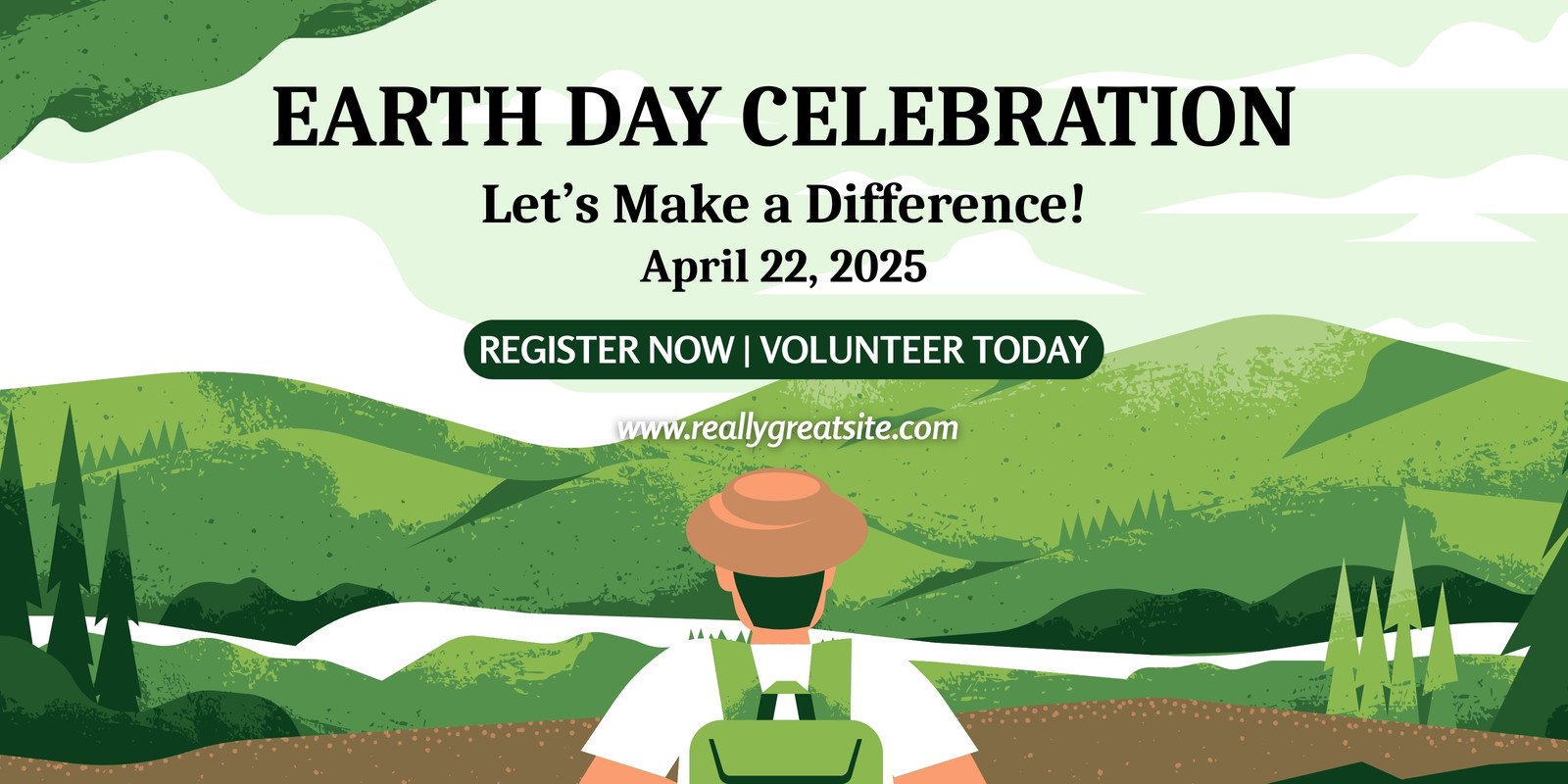 Green Illustrated Earth Day Banner