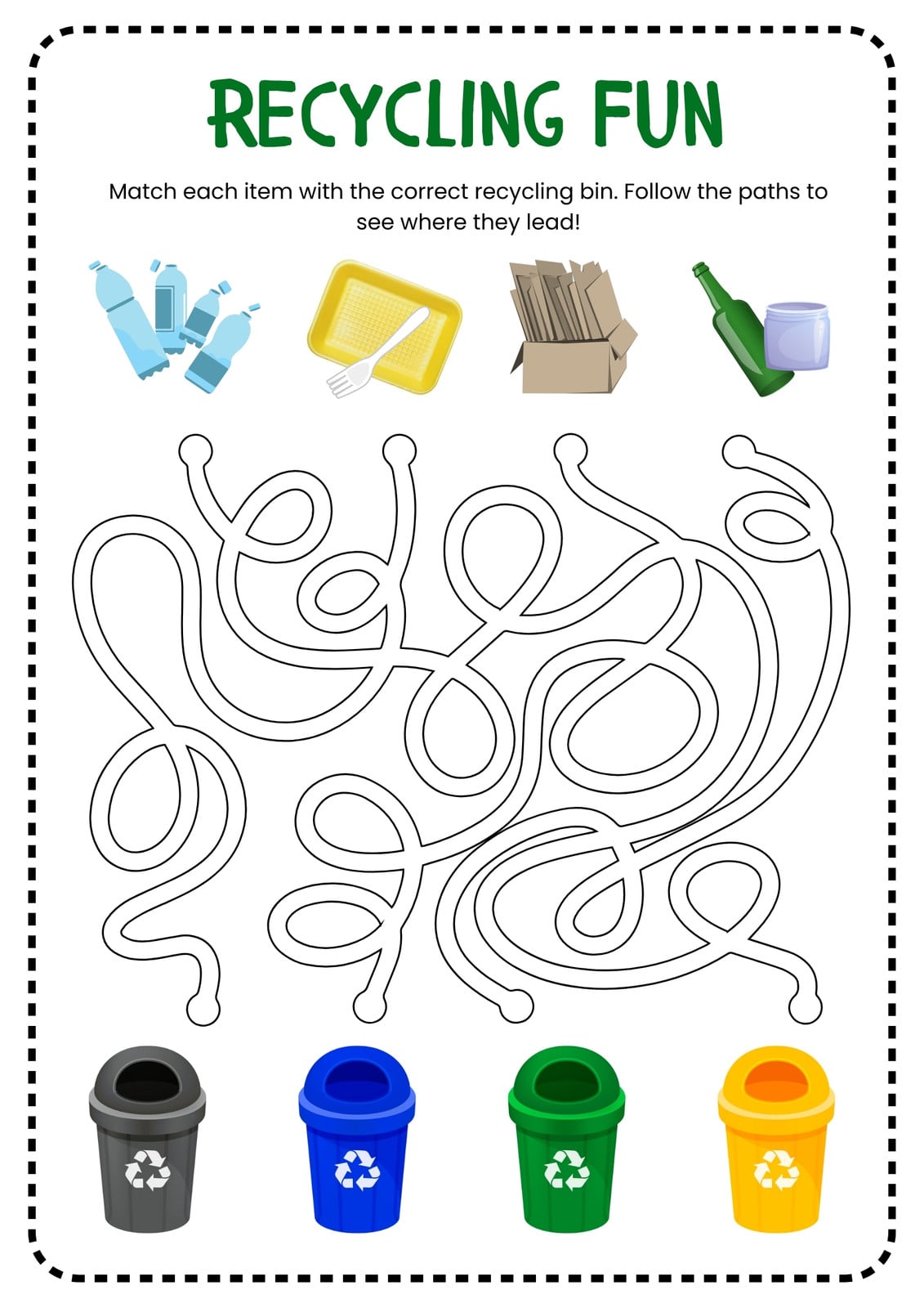 Recycling Maze Worksheet