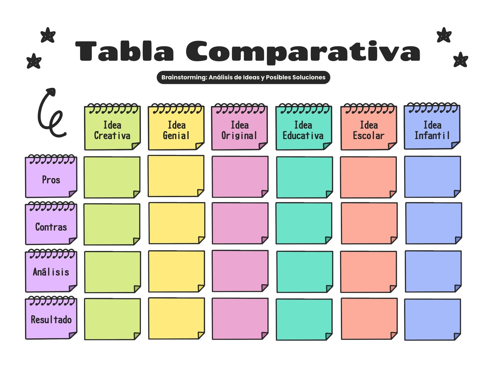 Tabla Gráfica Comparativa Doodle Colorida Amarillo