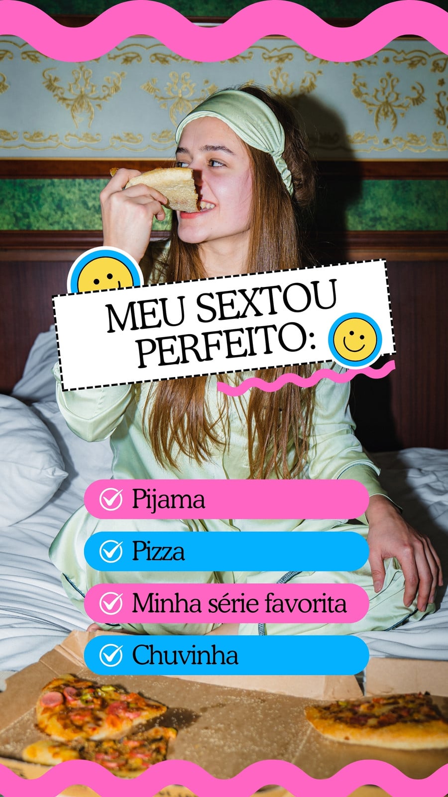 Story Instagram sextou divertido rosa e azul