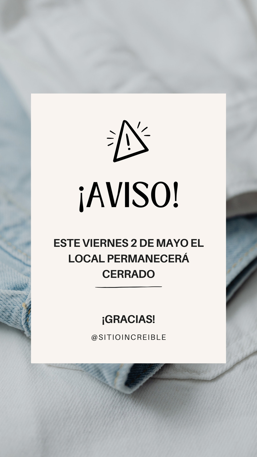 Historia de Instagram Aviso Cerrado Minimalista Blanco