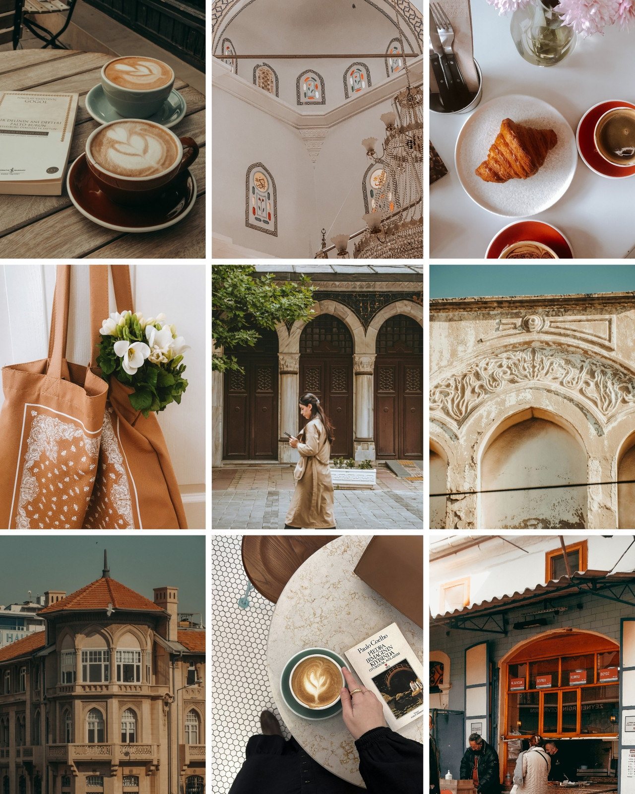 Posteo de Instagram Collage de Fotos Aesthetic Grilla Boho Minimalista Beige