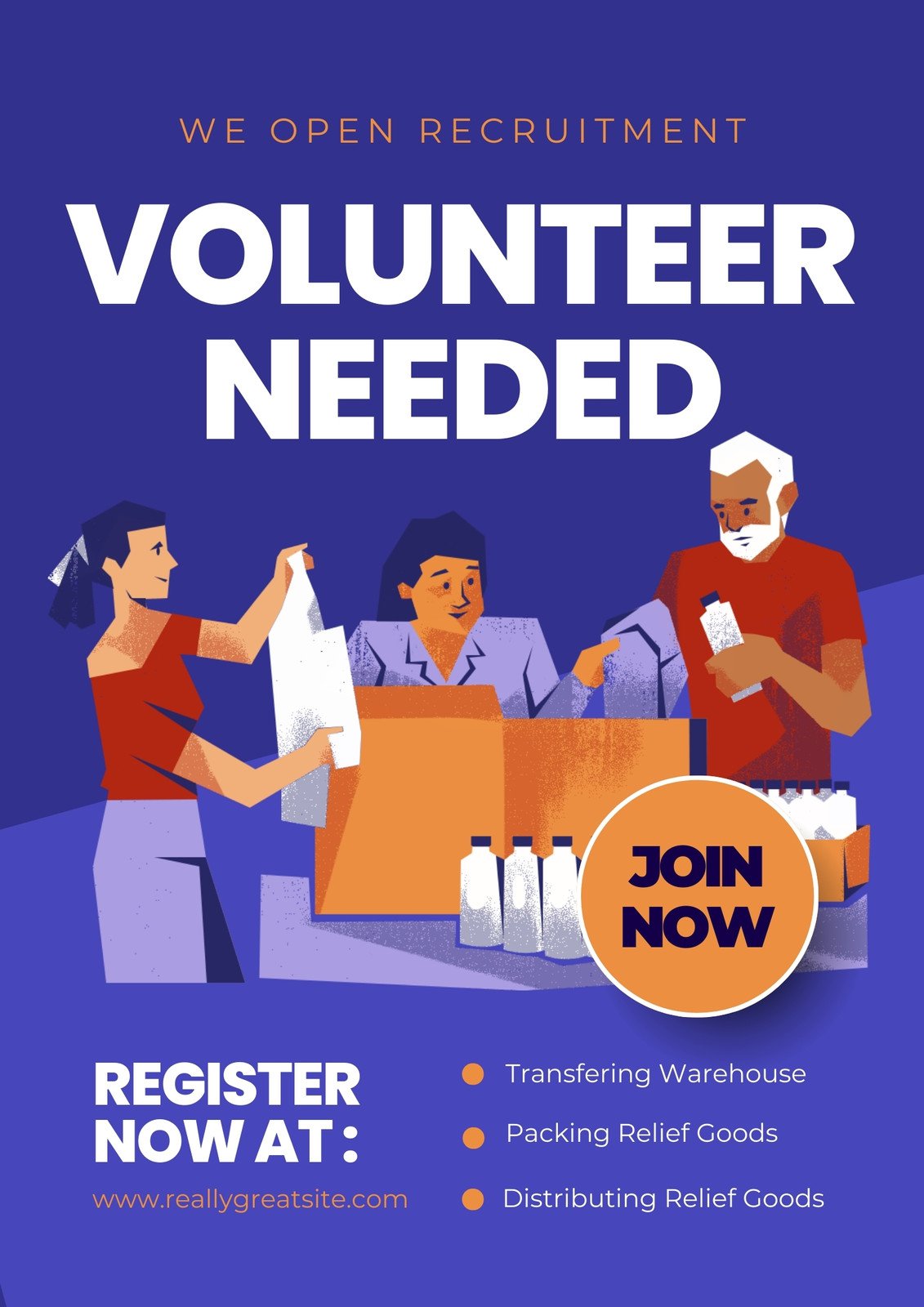 Blue Simple Illustrative Volunteer Needed Flyer