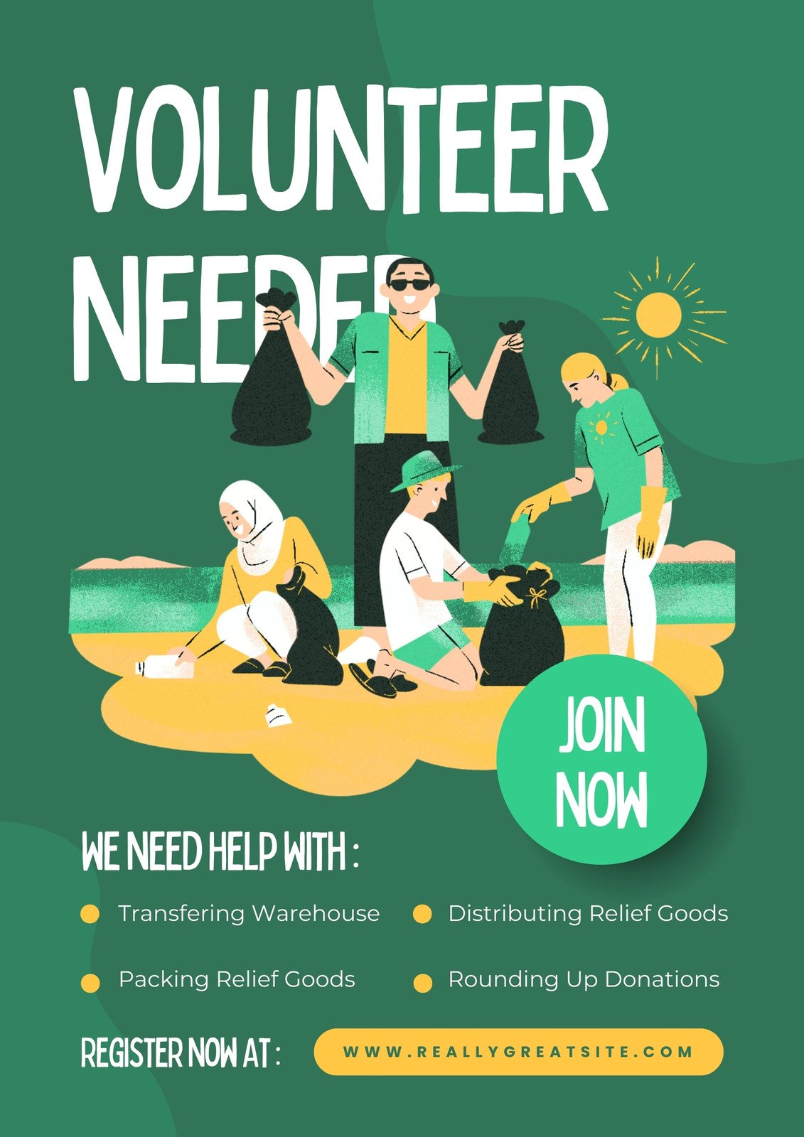 Tosca Yellow Playful Illustration Volunteer Flyer