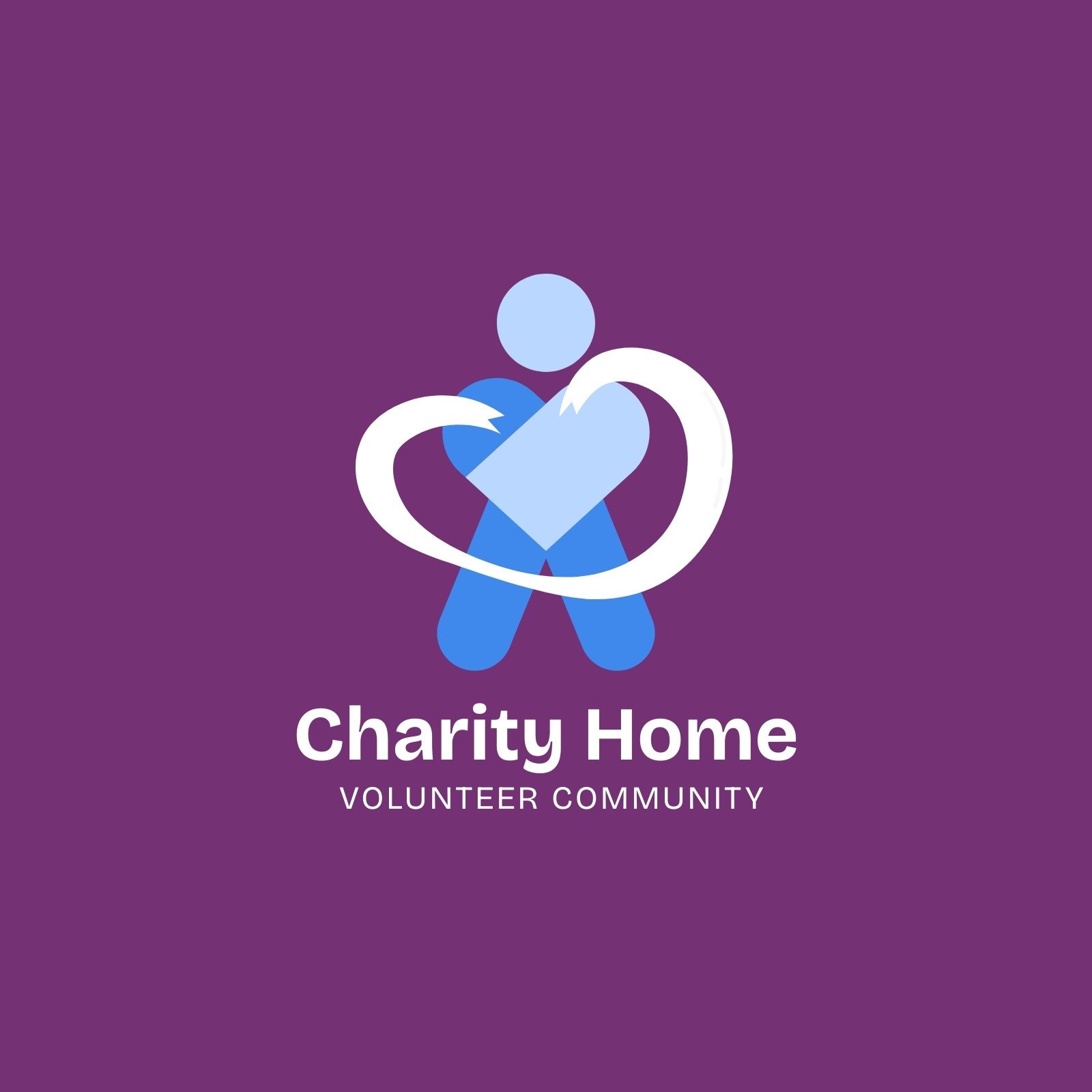 Purple and Blue Minimalist Simple Charity Volunteer Community Logo
