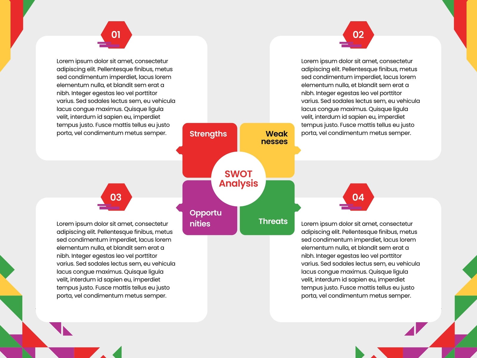 White Red Green Modern Geometric SWOT Analysis Graph