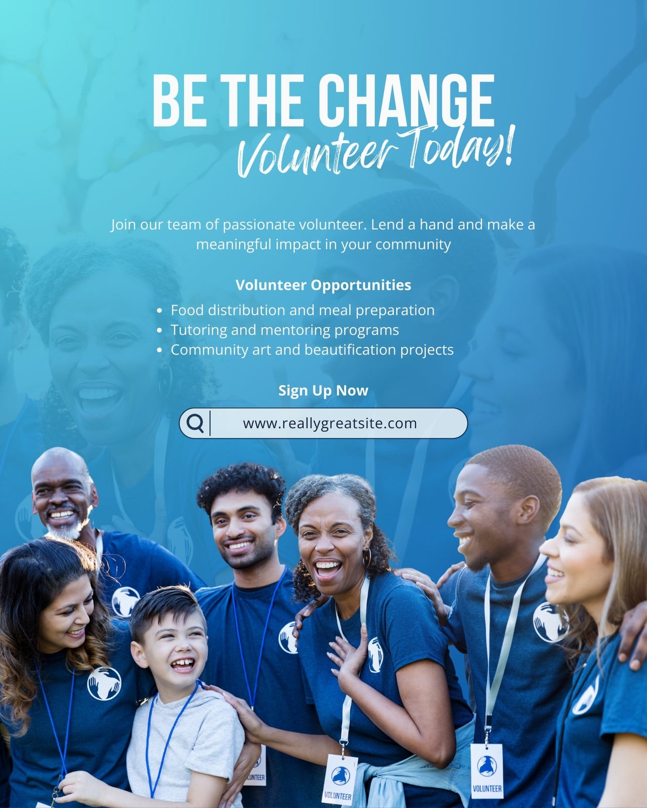 Blue Modern Volunteer Campaign Instagram Post