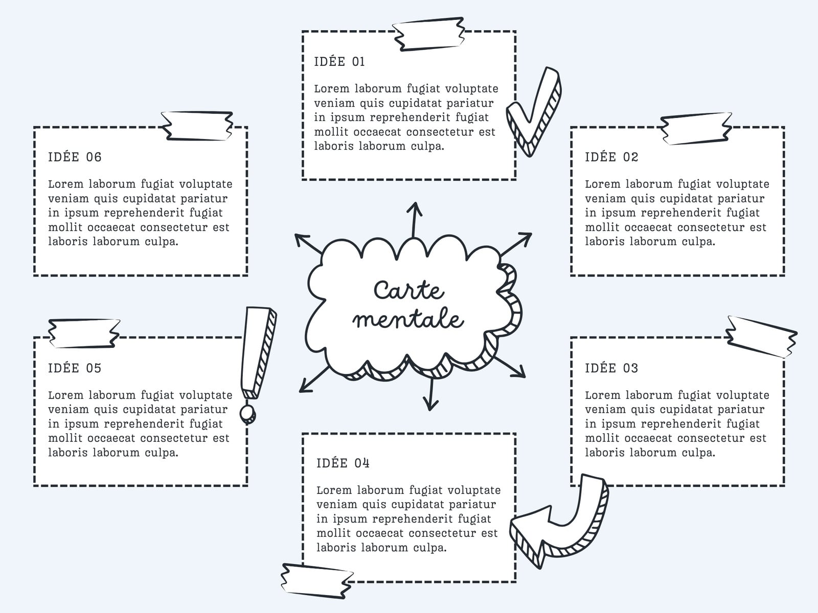 Graphique Carte Mentale Doodle Simple Bleu