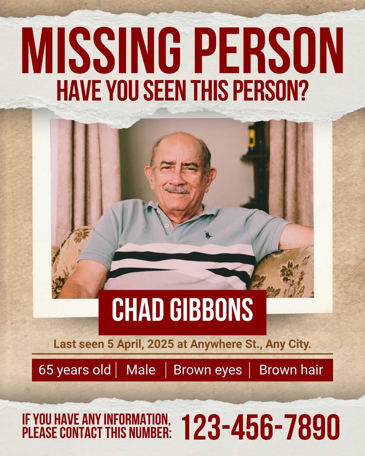 Red and Brown Missing Person Instagram Post