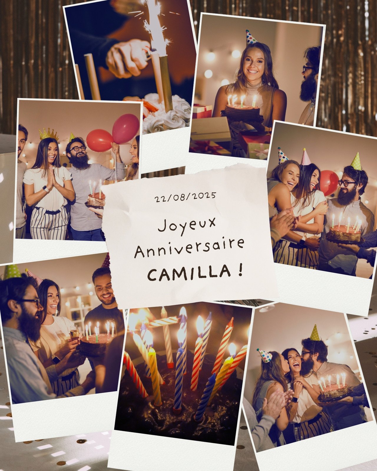 Publication Instagram Joyeux Anniversaire Collage Photo Vintage
