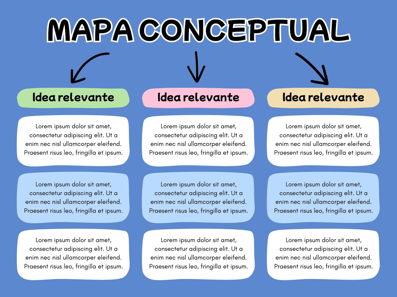 Mapa conceptual Ideas Textos Sencillo Azul