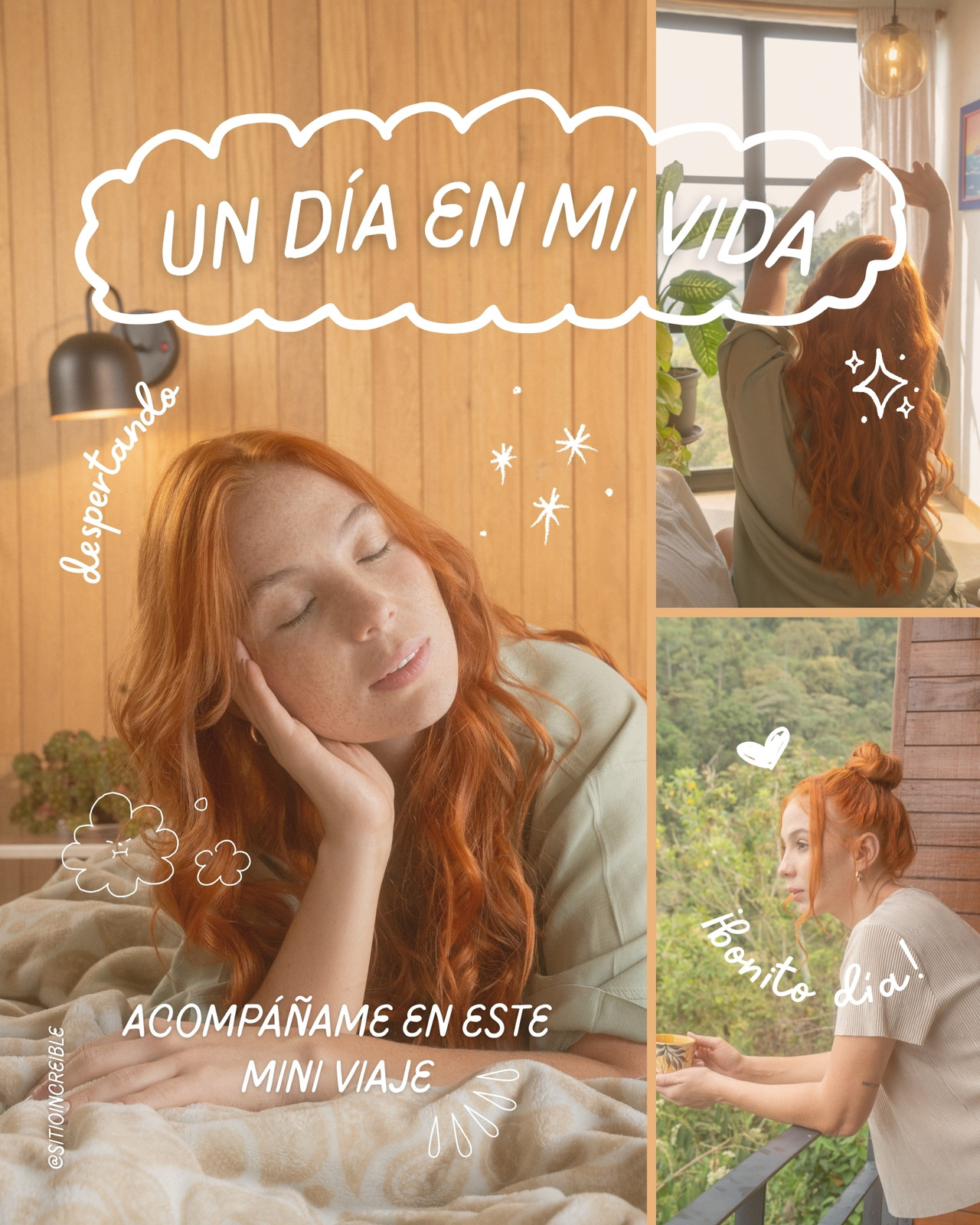 Post de Instagram Un día en mi vida Ilustrado Naranja
