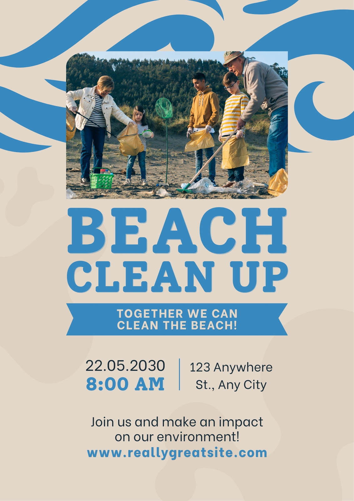 Free custom printable beach clean up poster templates | Canva