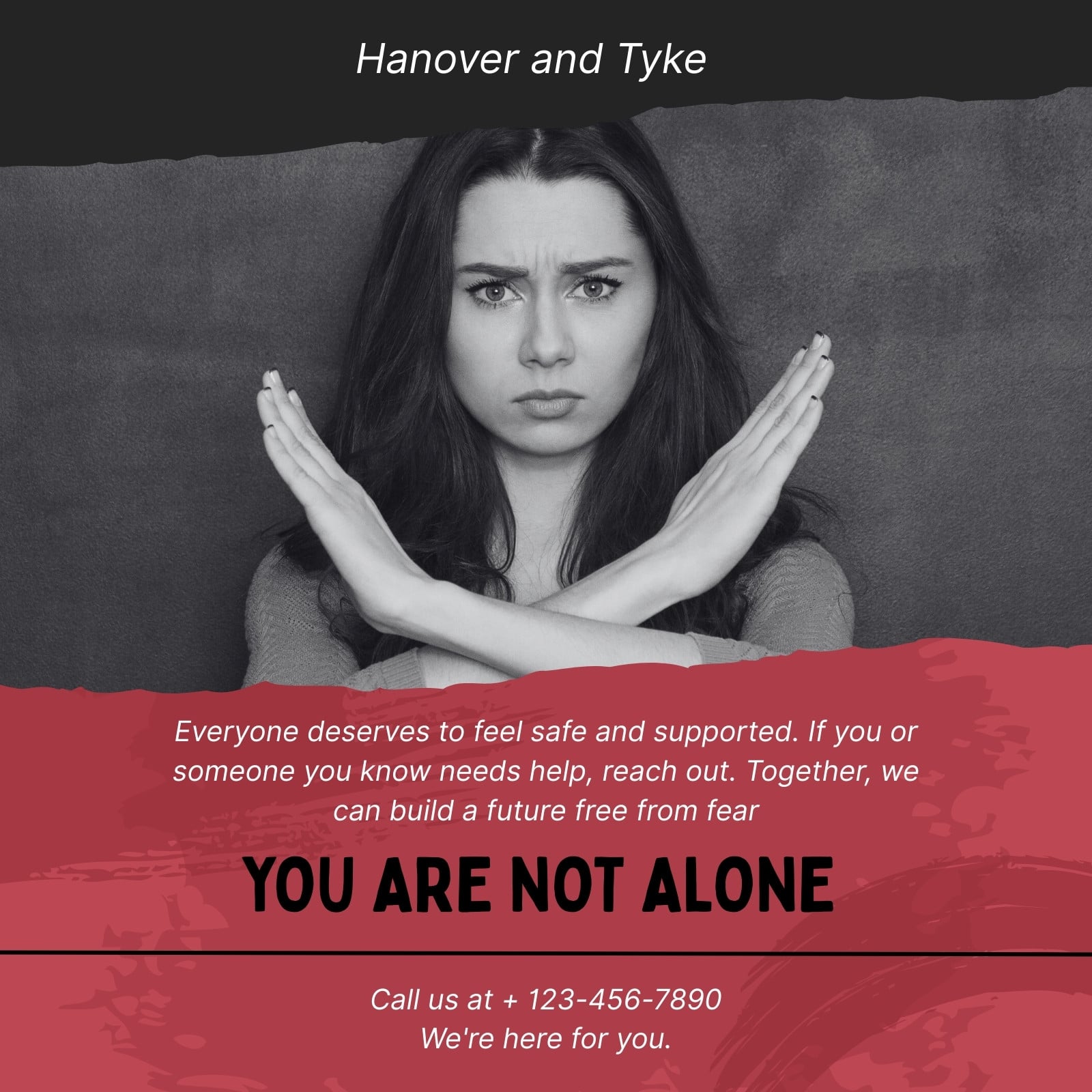 Red And Black Modern Domestic Violence Support Instagram Post