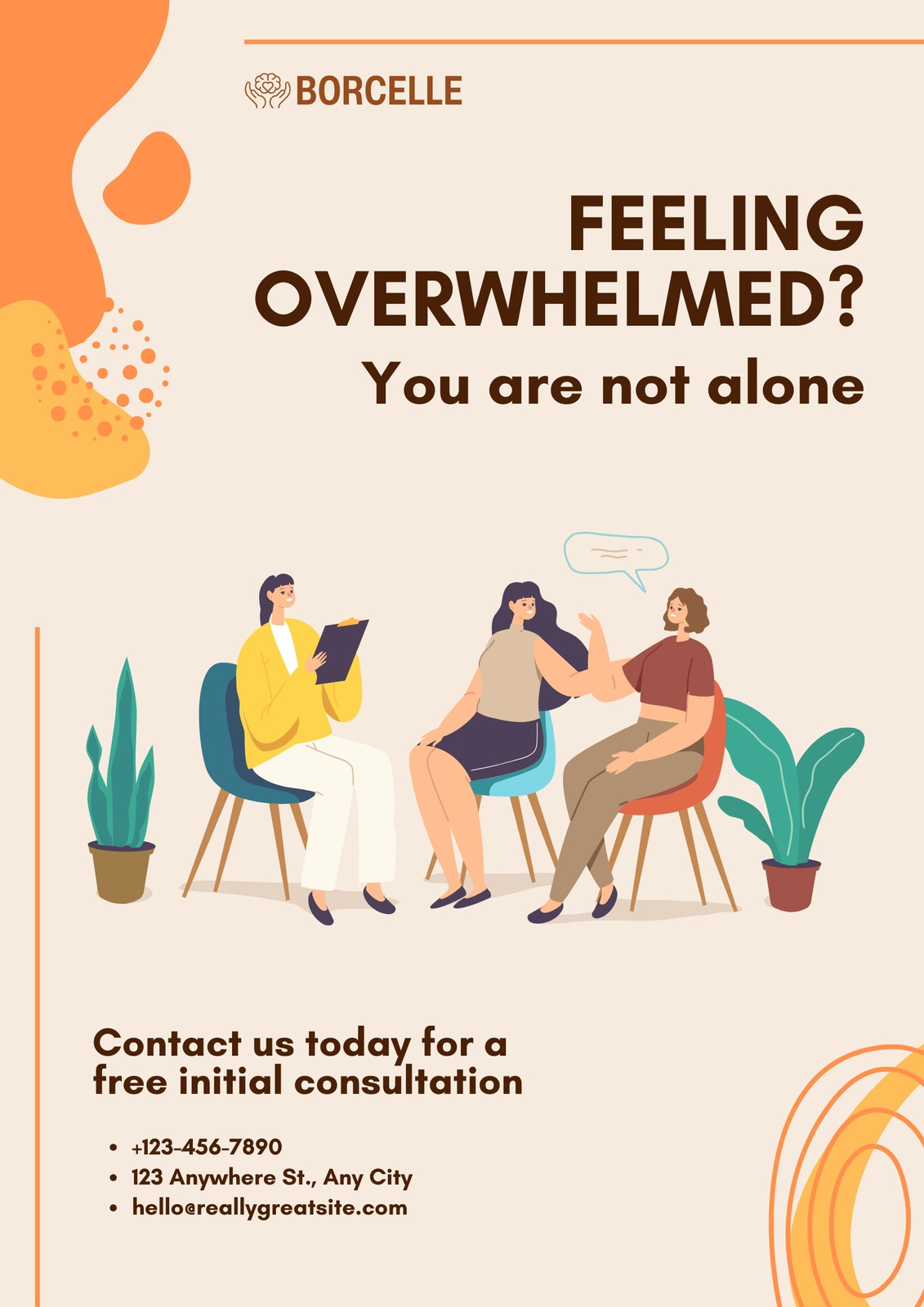 Orange And Beige Playful Counseling Service Flyer