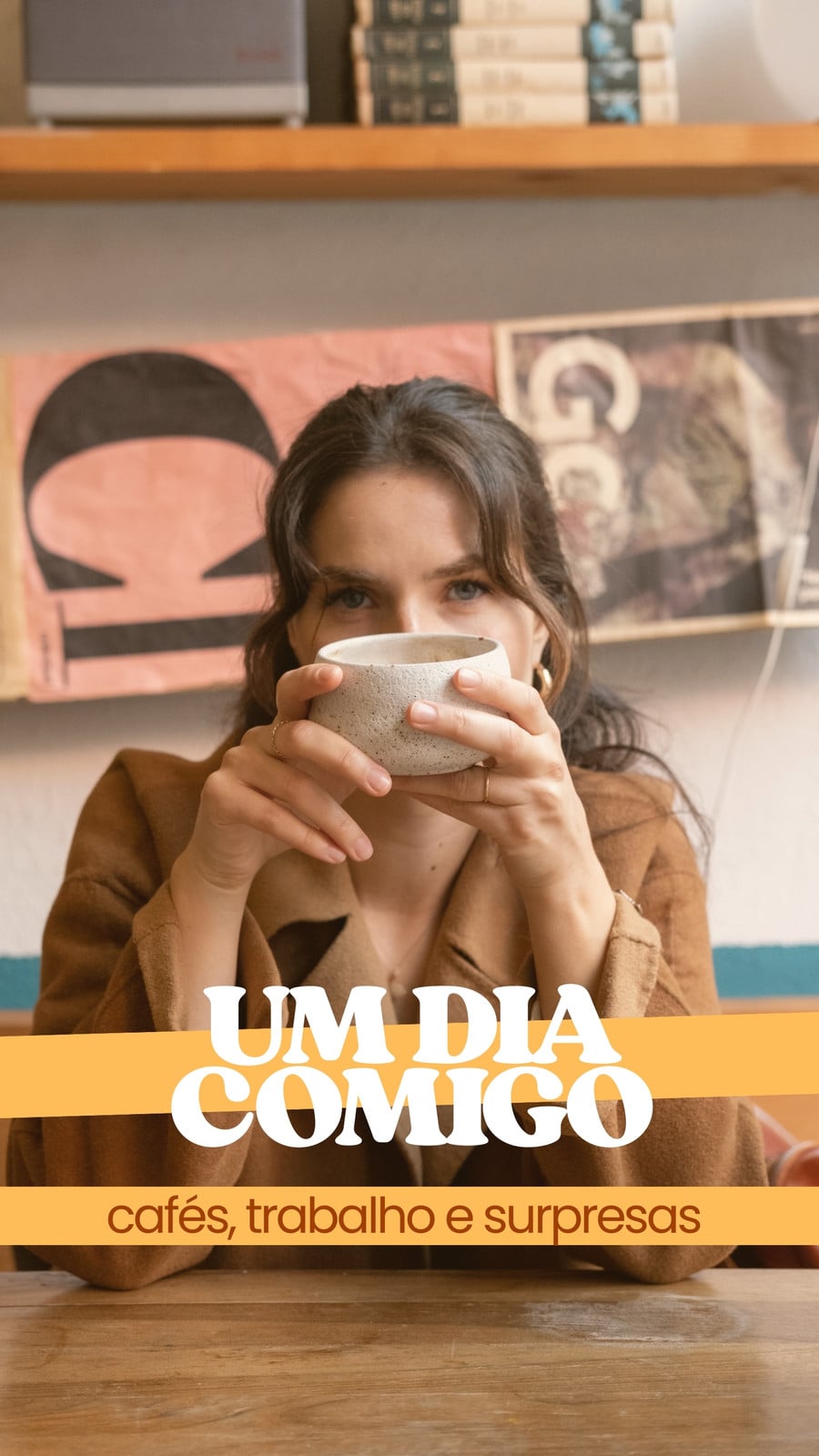 Marrom e Branco Moderno Um Dia Comigo Capa para Reels do Instagram