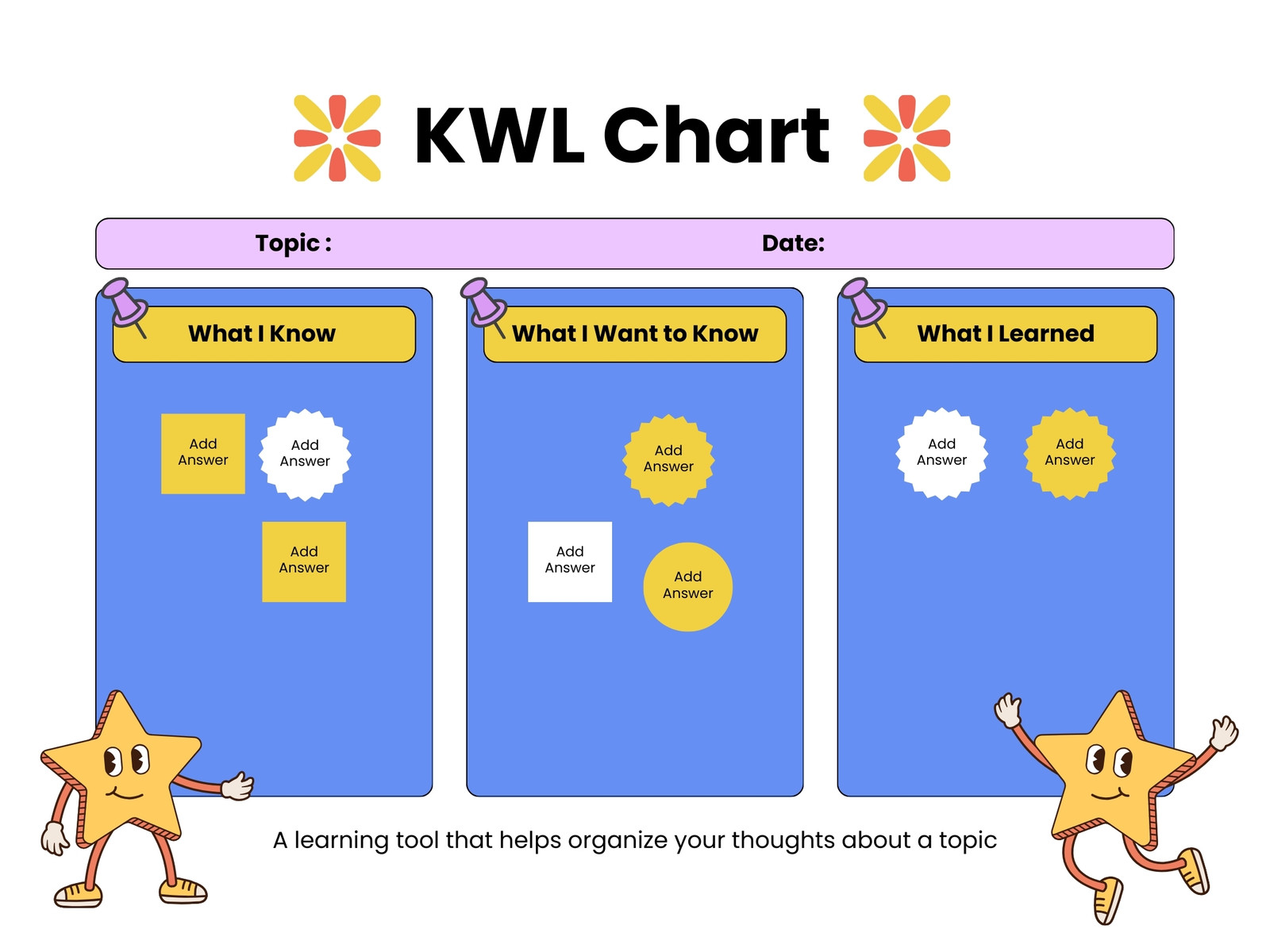 Colorful Creative KWL Chart Graph
