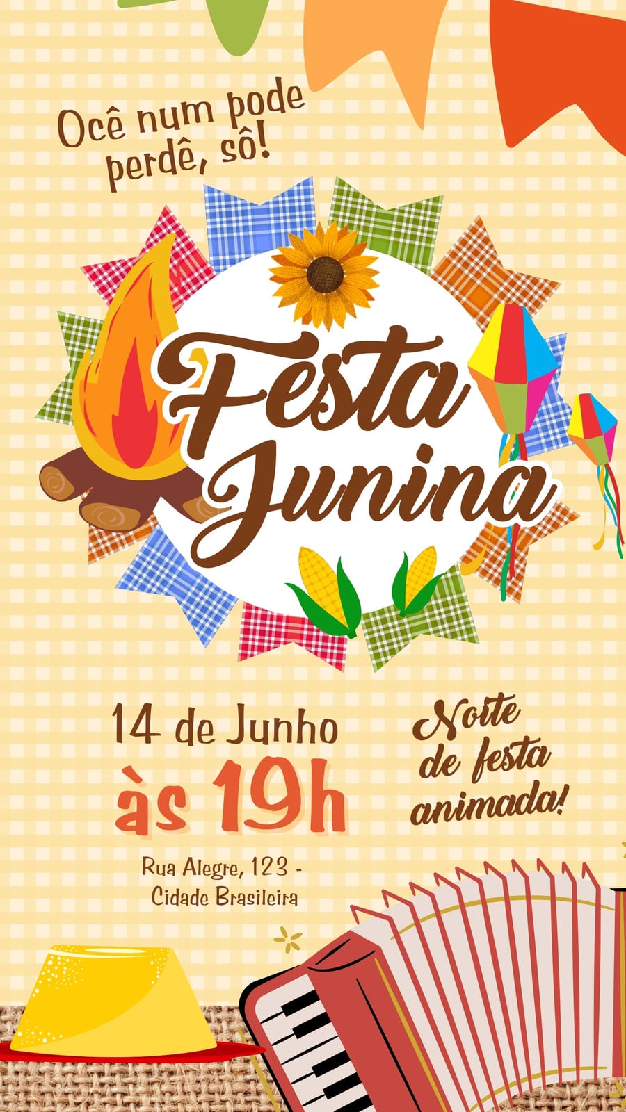 Amarelo Laranja e Vermelho Rústico Festa Junina Story