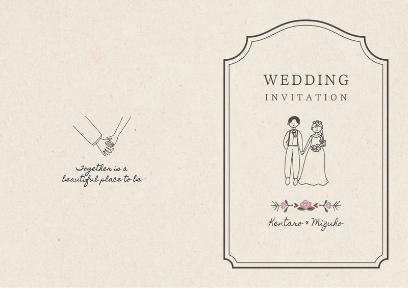 無料結婚式二つ折り招待状 | Canva