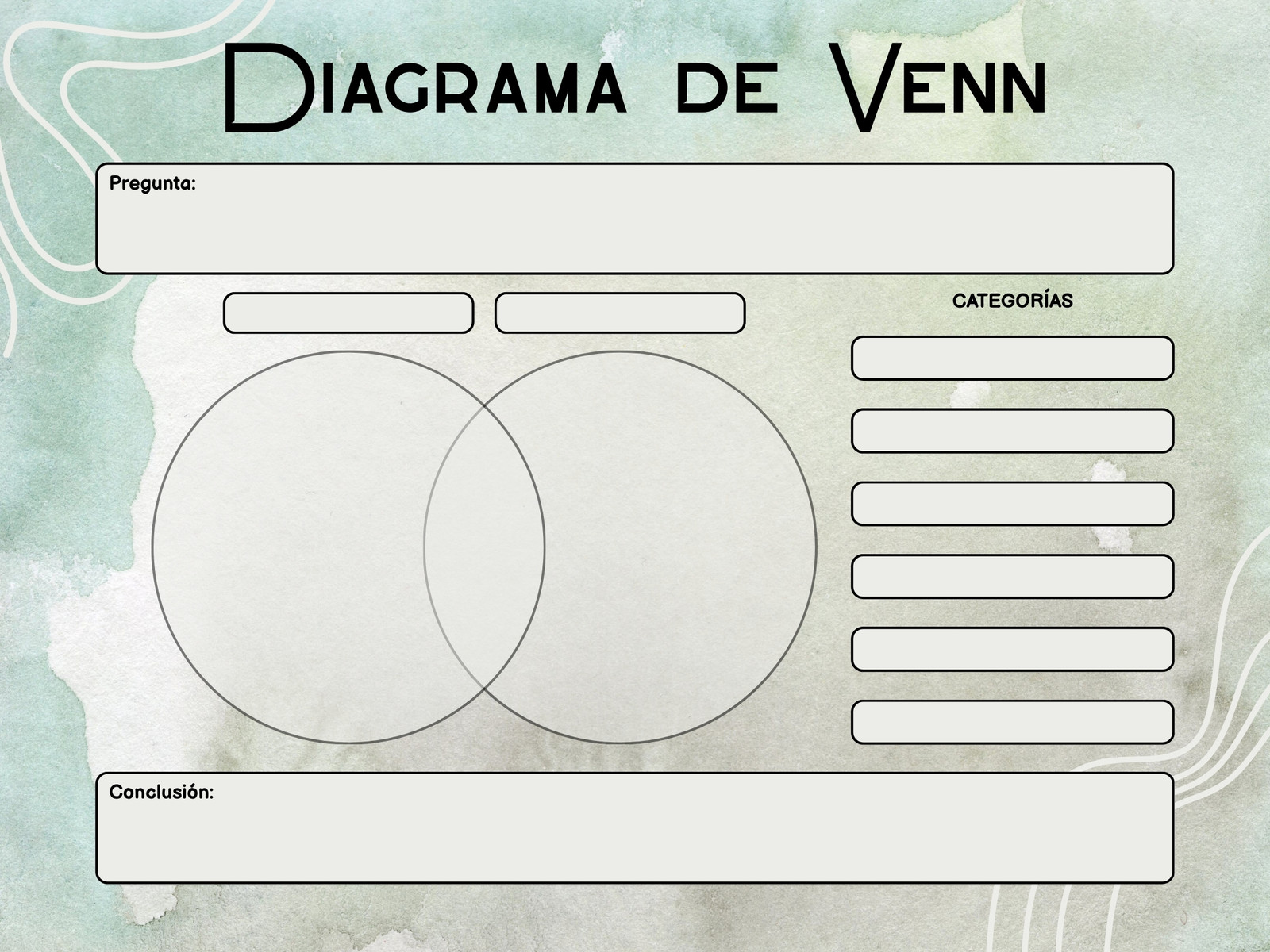 Gráfico Diagrama de Venn Diseño Sencillo acurela verde gris