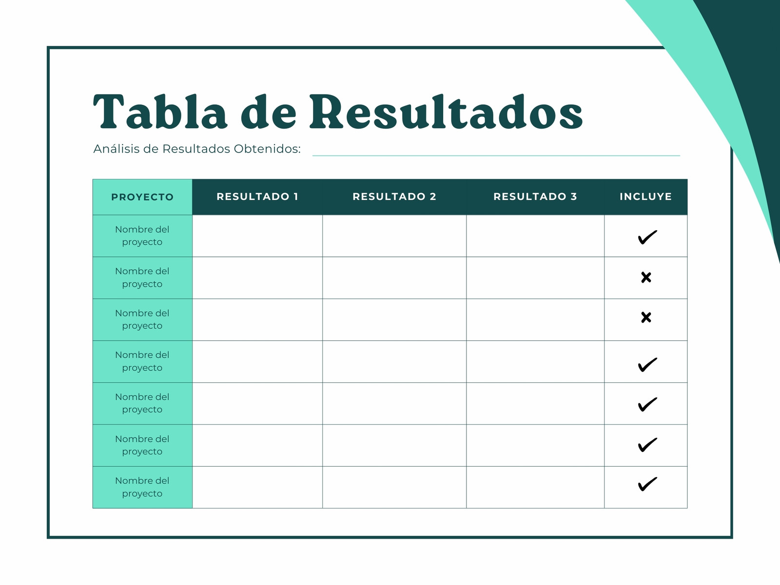 Tabla Cuadro Comparativo Profesional Moderno Verde