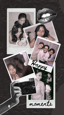 Free Black Retro Friends Party Photo Collage Instagram Story Canva template