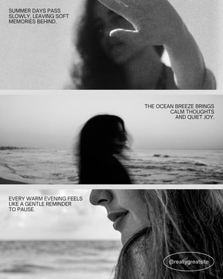Free Black White Minimalist Inspirational Summer Photo Collage Instagram Post Canva template