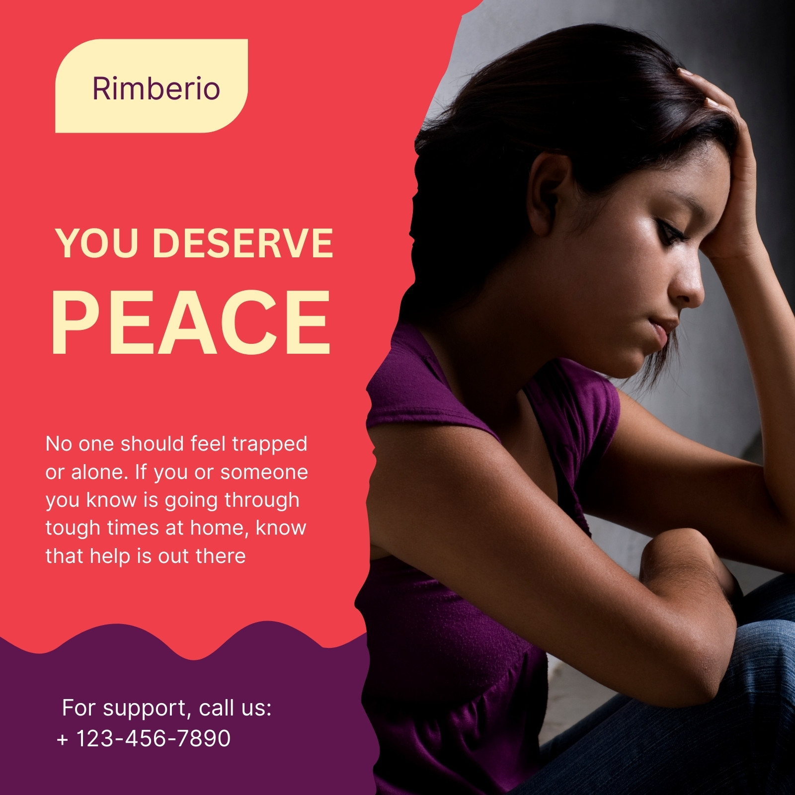 Red And Purple Modern Domestic Violence Support Instagram Post