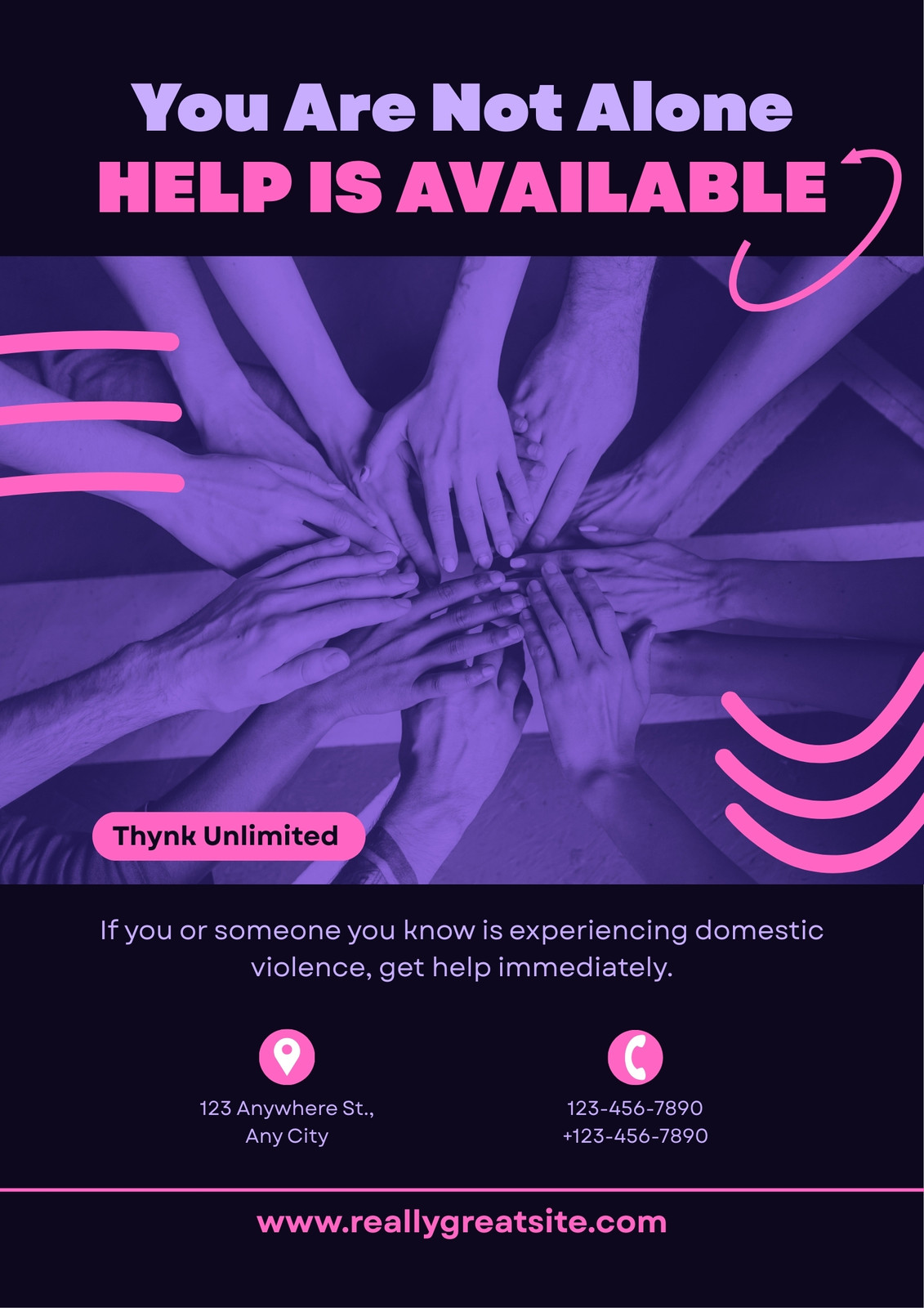 Purple and Pink Modern Domestic Violence Support Poster