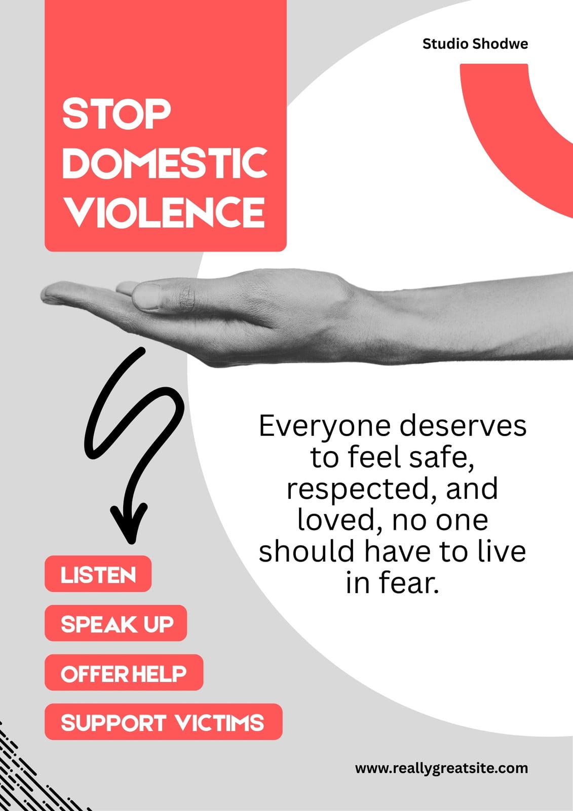 Red and Gray Domestic Violence Awareness Poster