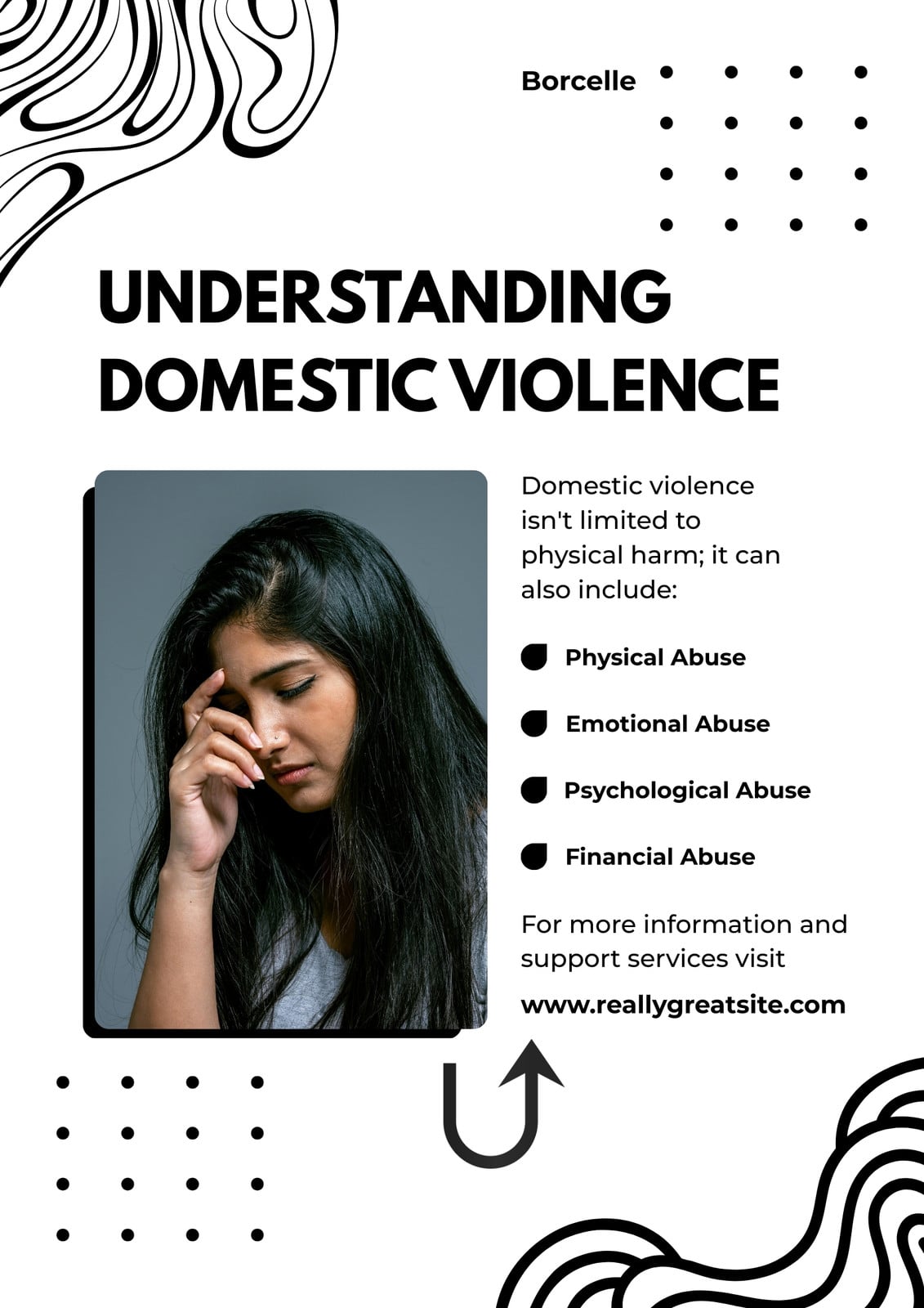 Black and White Modern Domestic Violence Awareness Poster