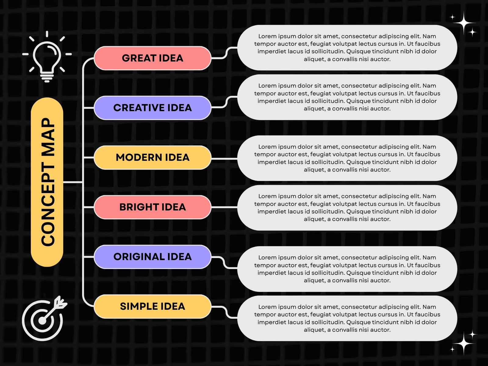 Black and Pink Modern Minimalist Concept Map Graph
