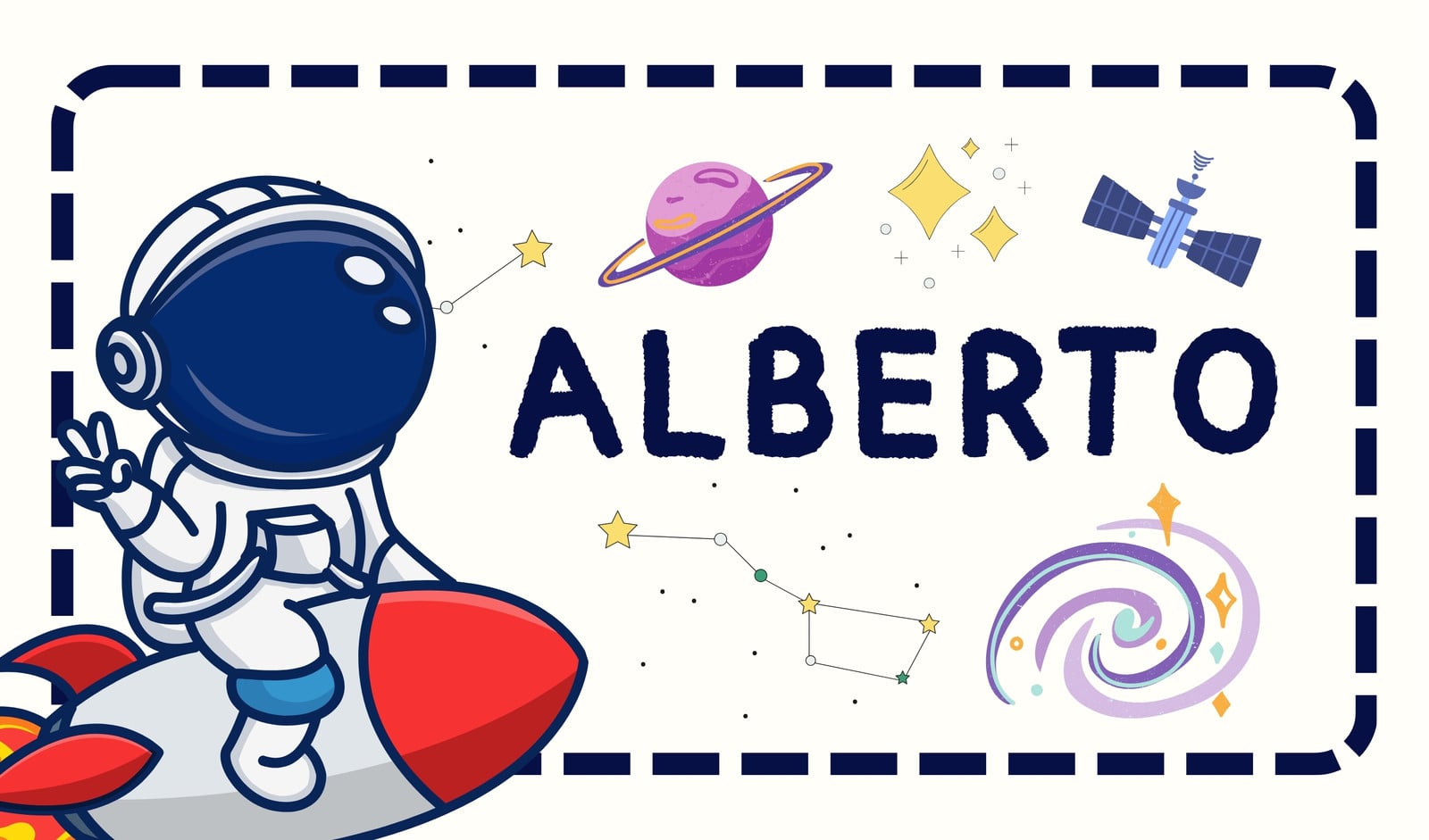 Etiqueta Escolar Astronauta Ilustración Divertido Azul Etiqueta Escolar Astronauta Ilustración Divertido Azul