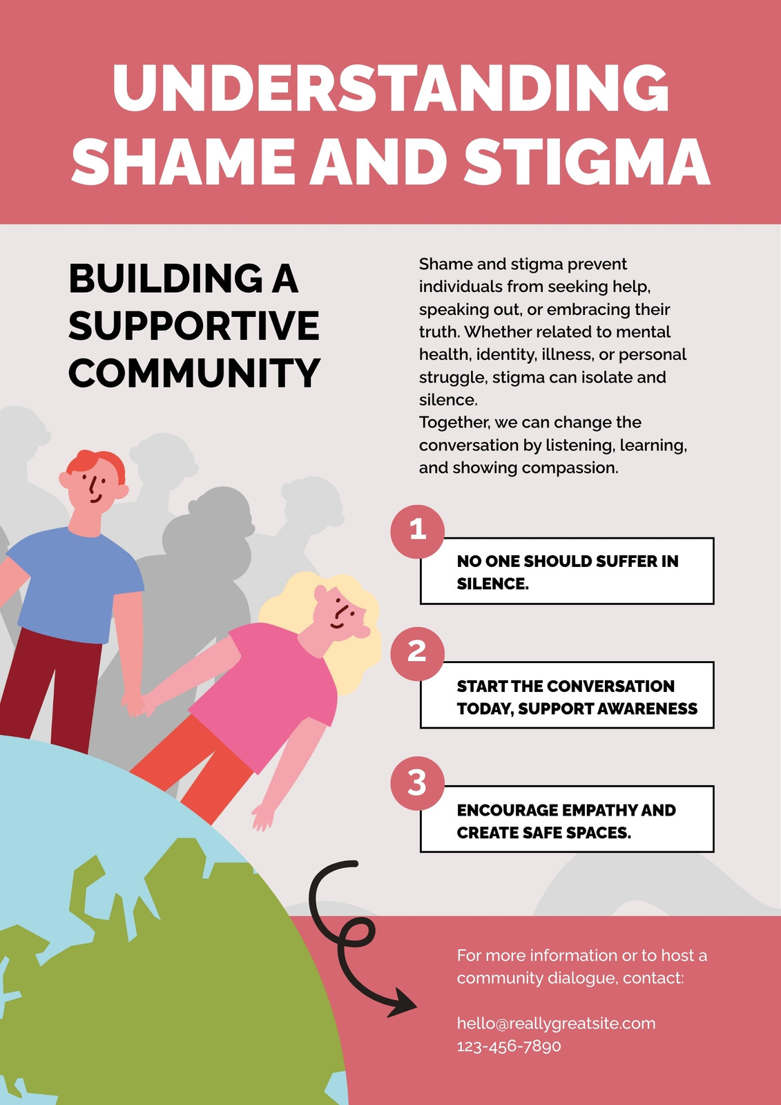 Pink and White Modern Illustrative Shame and Stigma Poster