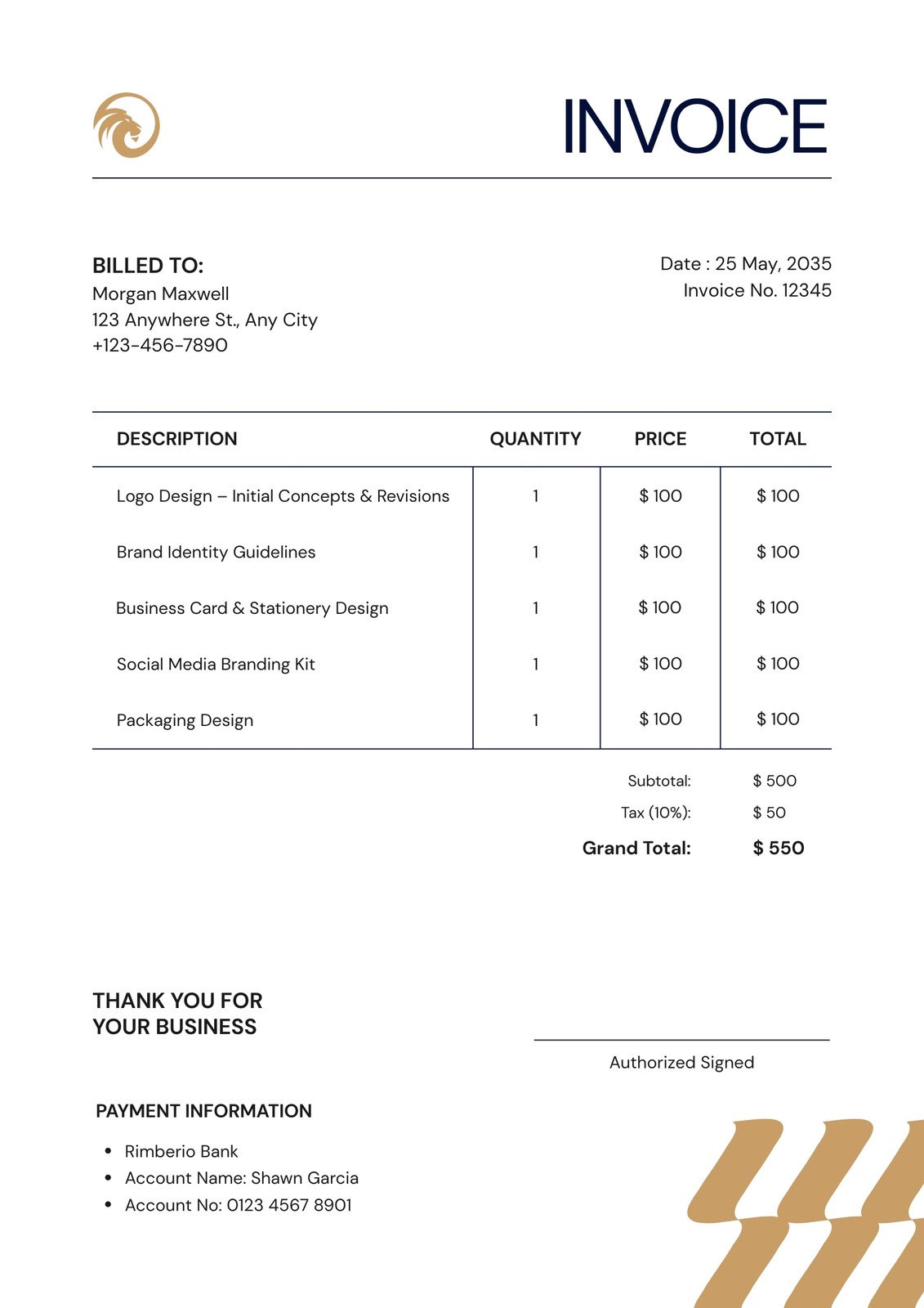 White and Black Minimalist Professional Invoice