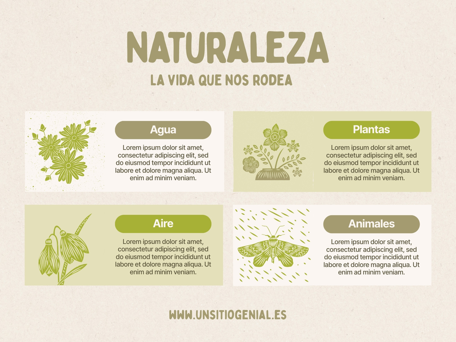Gráfico Naturaleza Ilustrado Verde y Beige