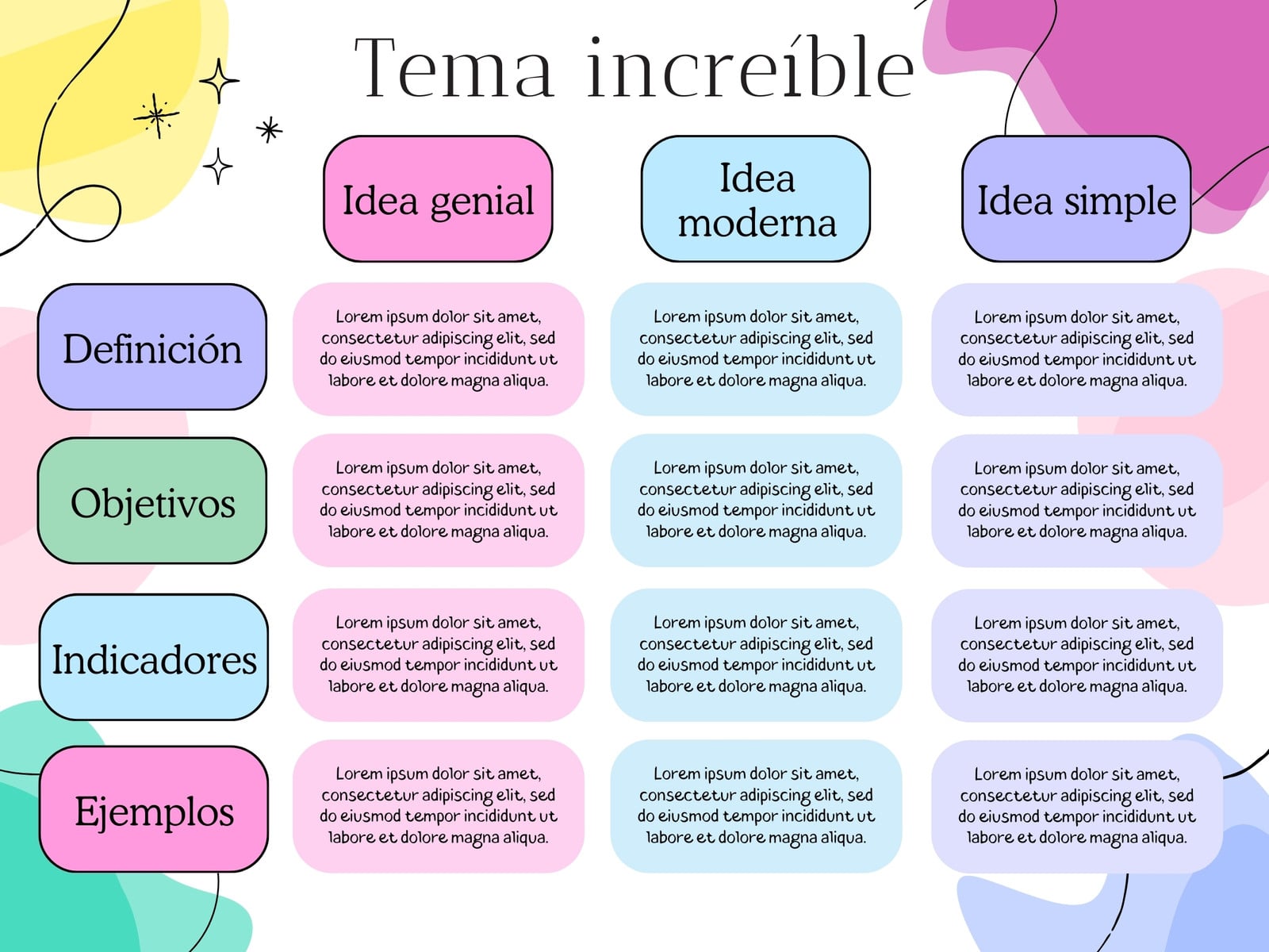 Gráfica Cuadro Comparativo Ilustrativo Colorido