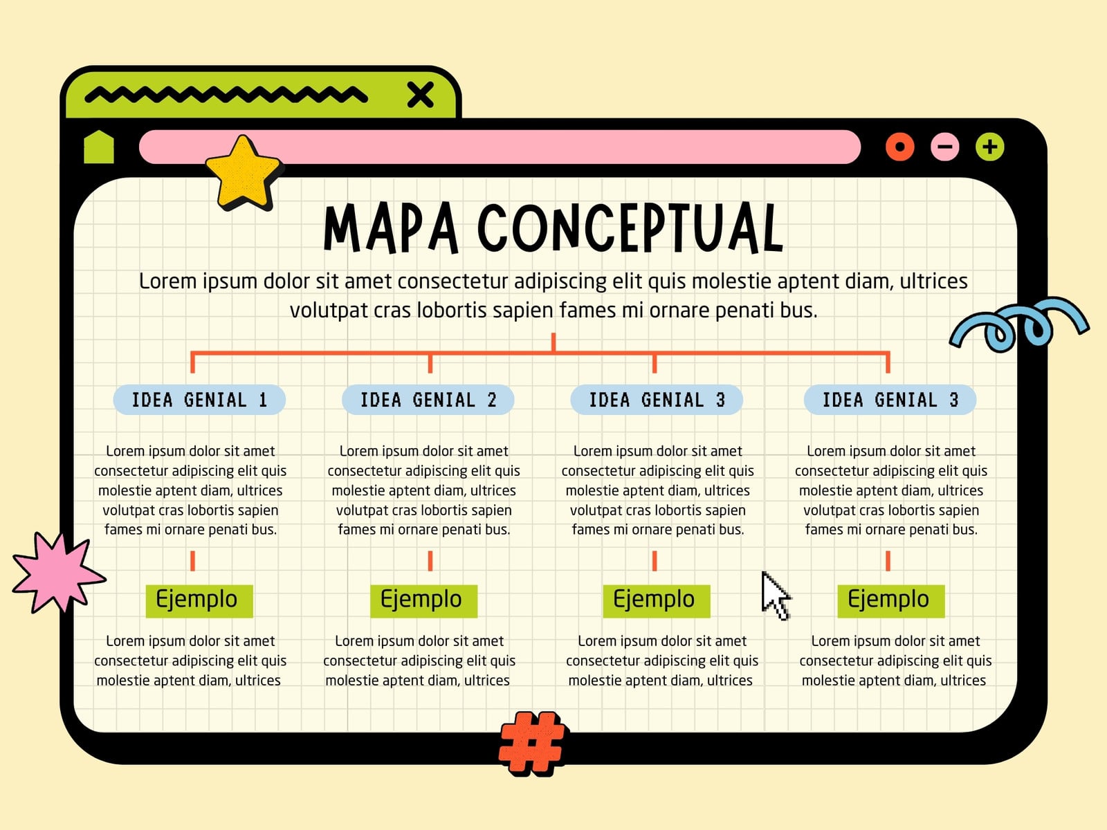 Gráfica Mapa Conceptual Retro Moderno Ilustrado Colorful