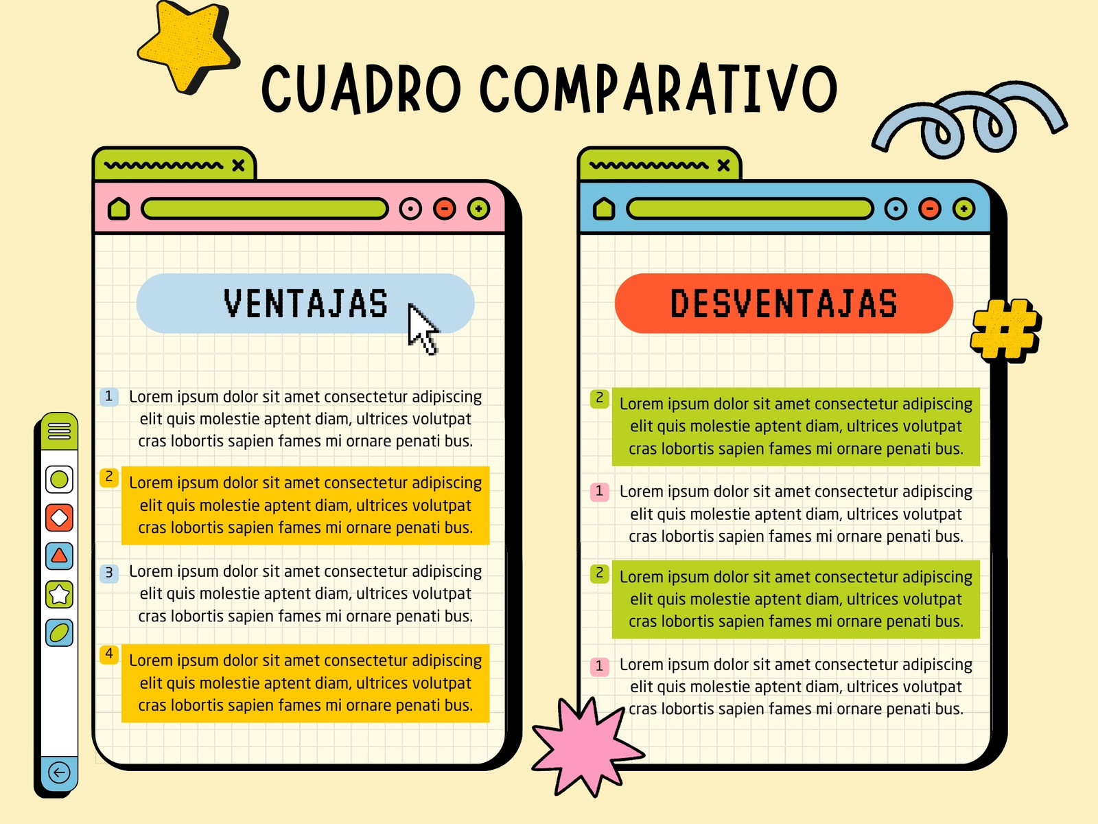 Gráfica Cuadro comparativo Retro Moderno Ilustrado Colorful
