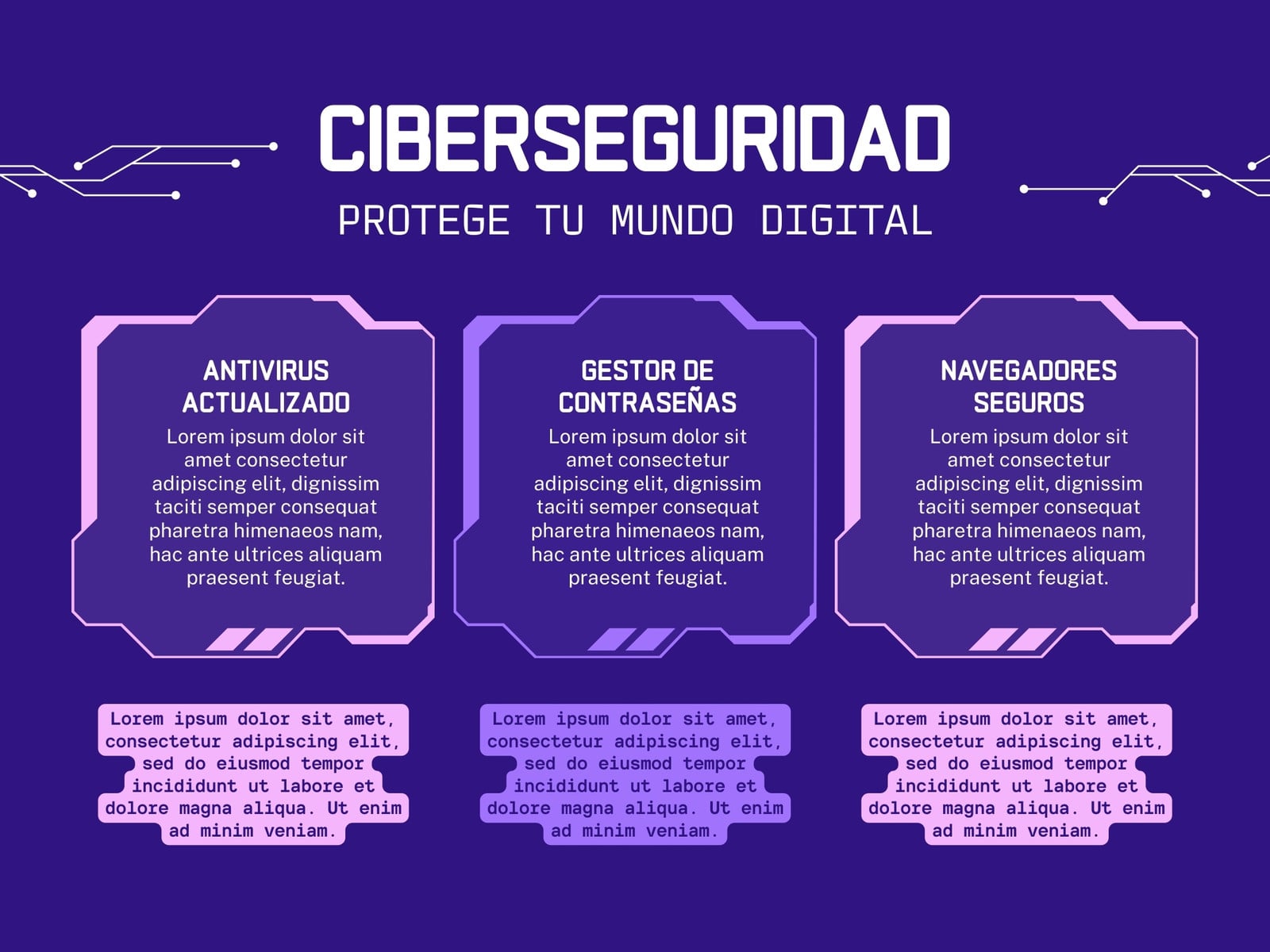 Gráfico Ciberseguridad Digital Moderno Morado